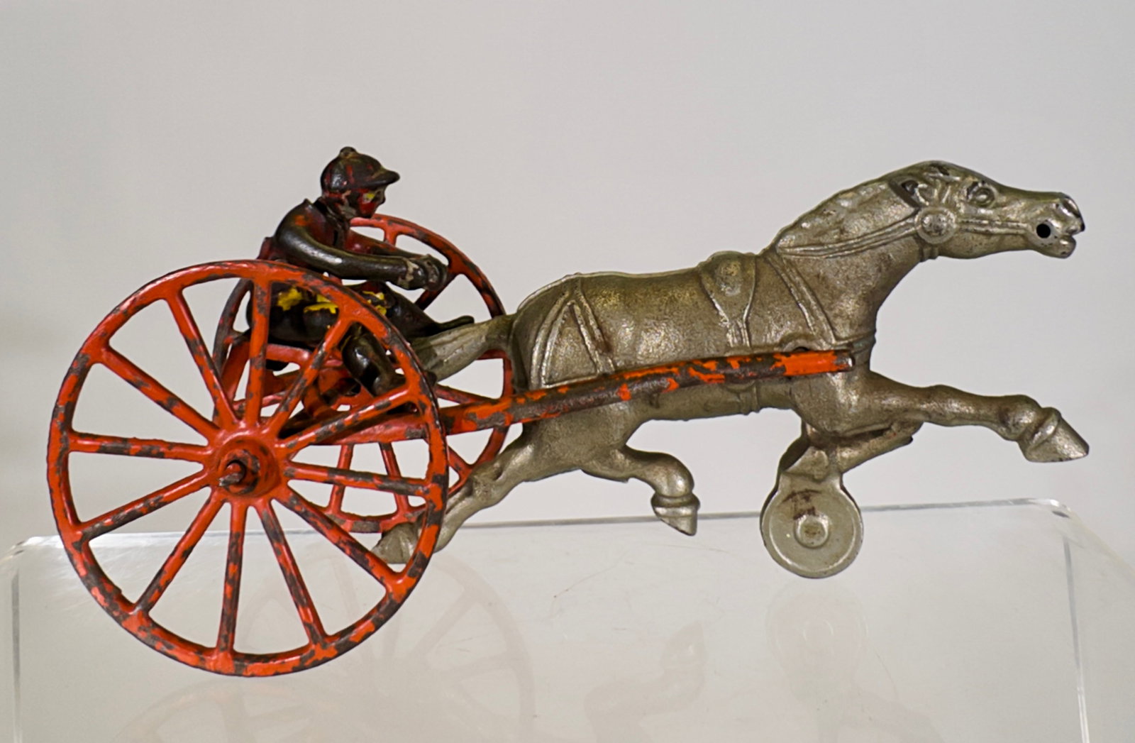 Sulky with Driver and Nickel Plated Horse - Cast Iron Toy (1 of 2)