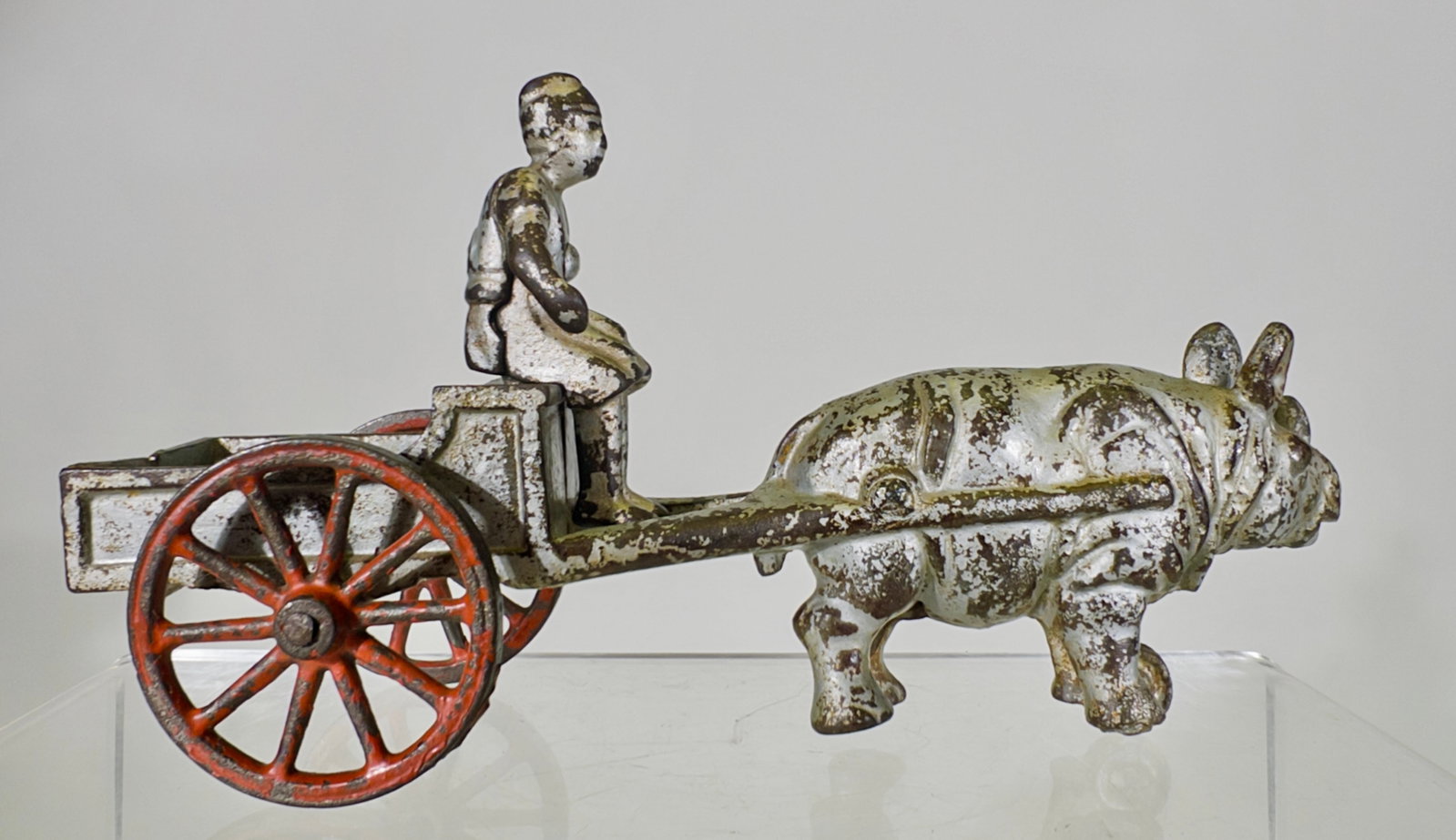 Silver Rhino Cart - Scarce - Cast Iron Toy (1 of 2)