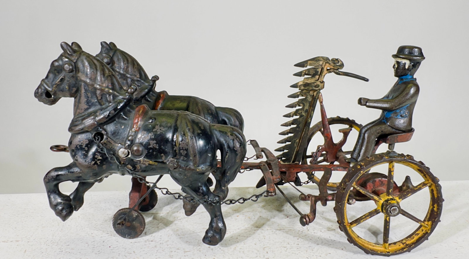 Two Horse Mower - Scarce - Cast Iron Toy (1 of 3)