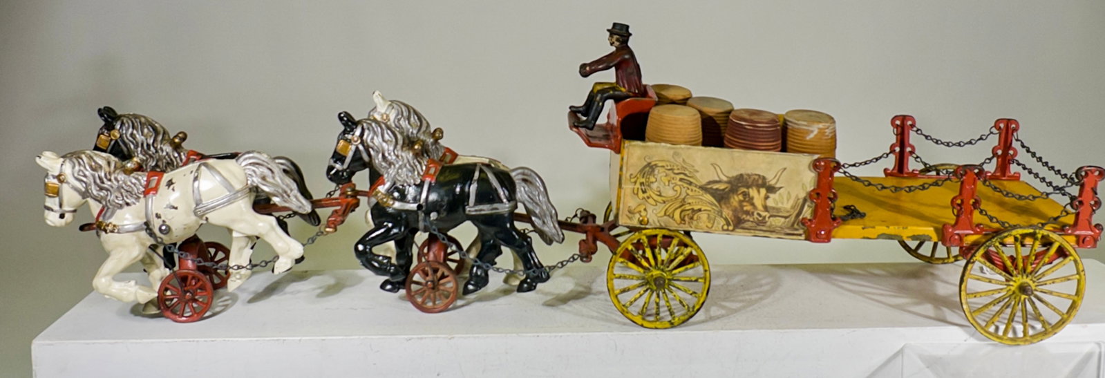 Four Horse Oversized Dray Wagon - Very Rare - Cast Iron Toy (1 of 4)
