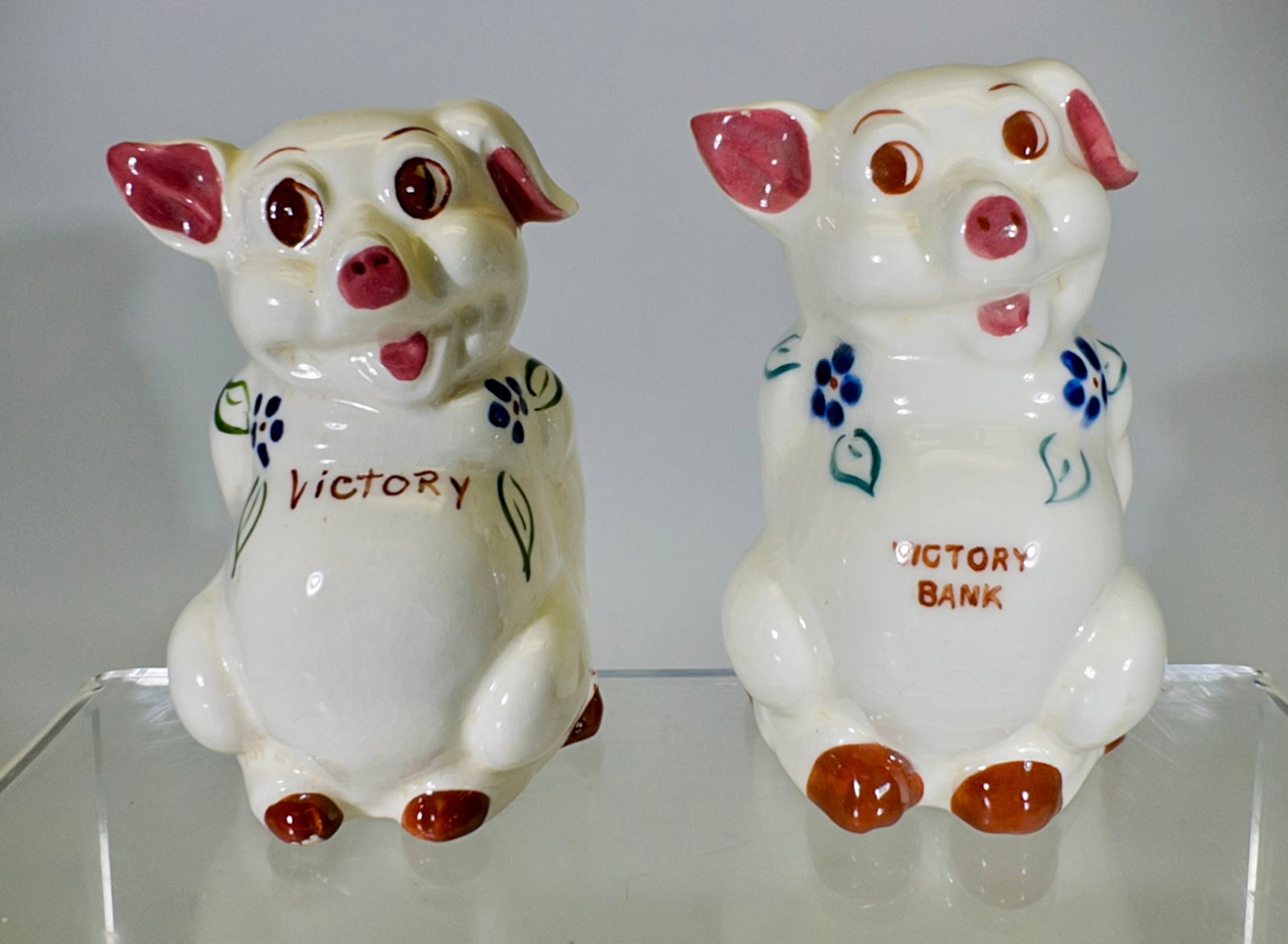 Mr. and Mrs. Victory Banks: Japanese 1940's - 4 3/4"T x 3"W
