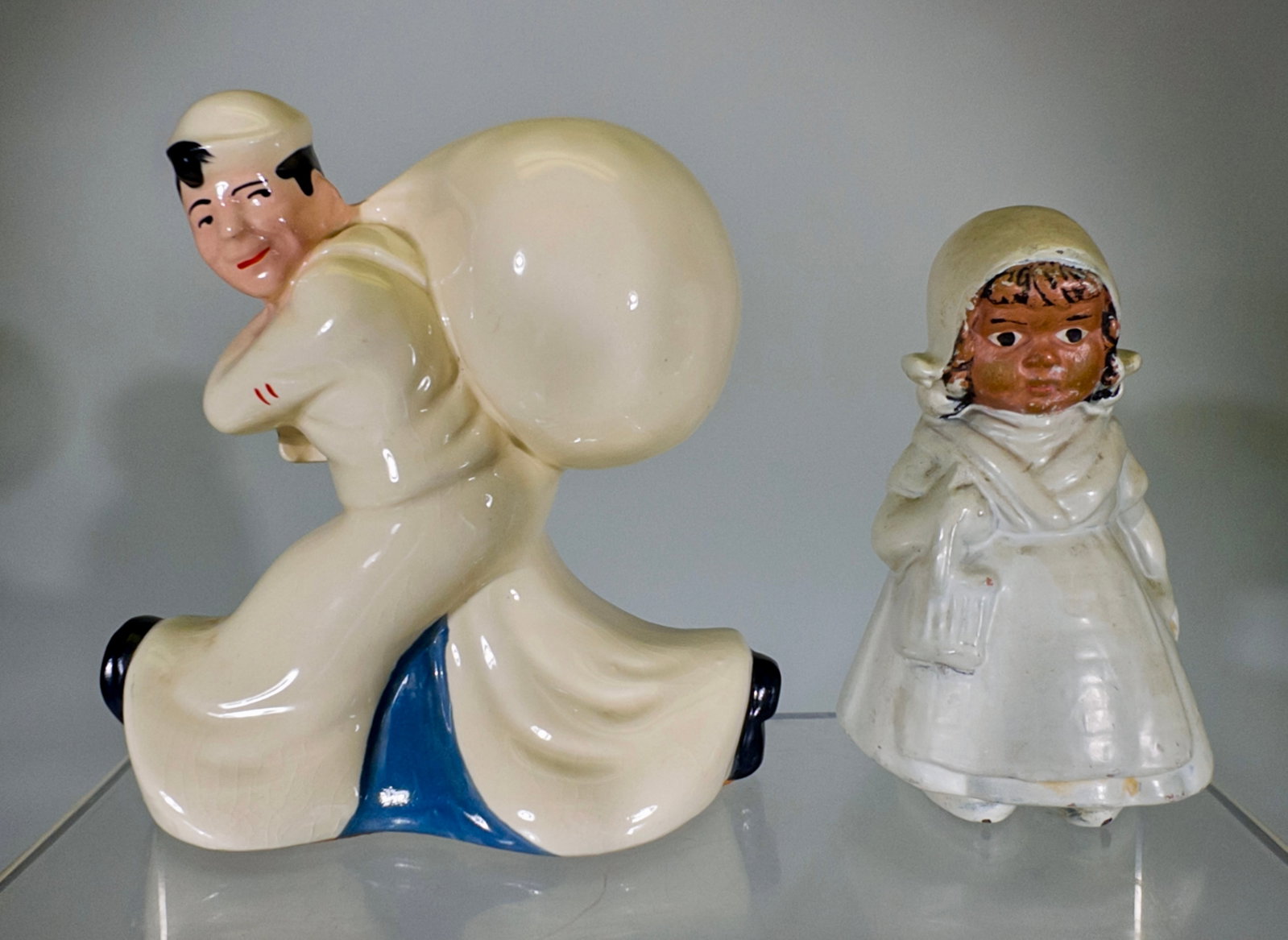 Two Ceramic Banks: German / German 1930/40's - Sailor is 5 5/8"T x 5 1/2"W