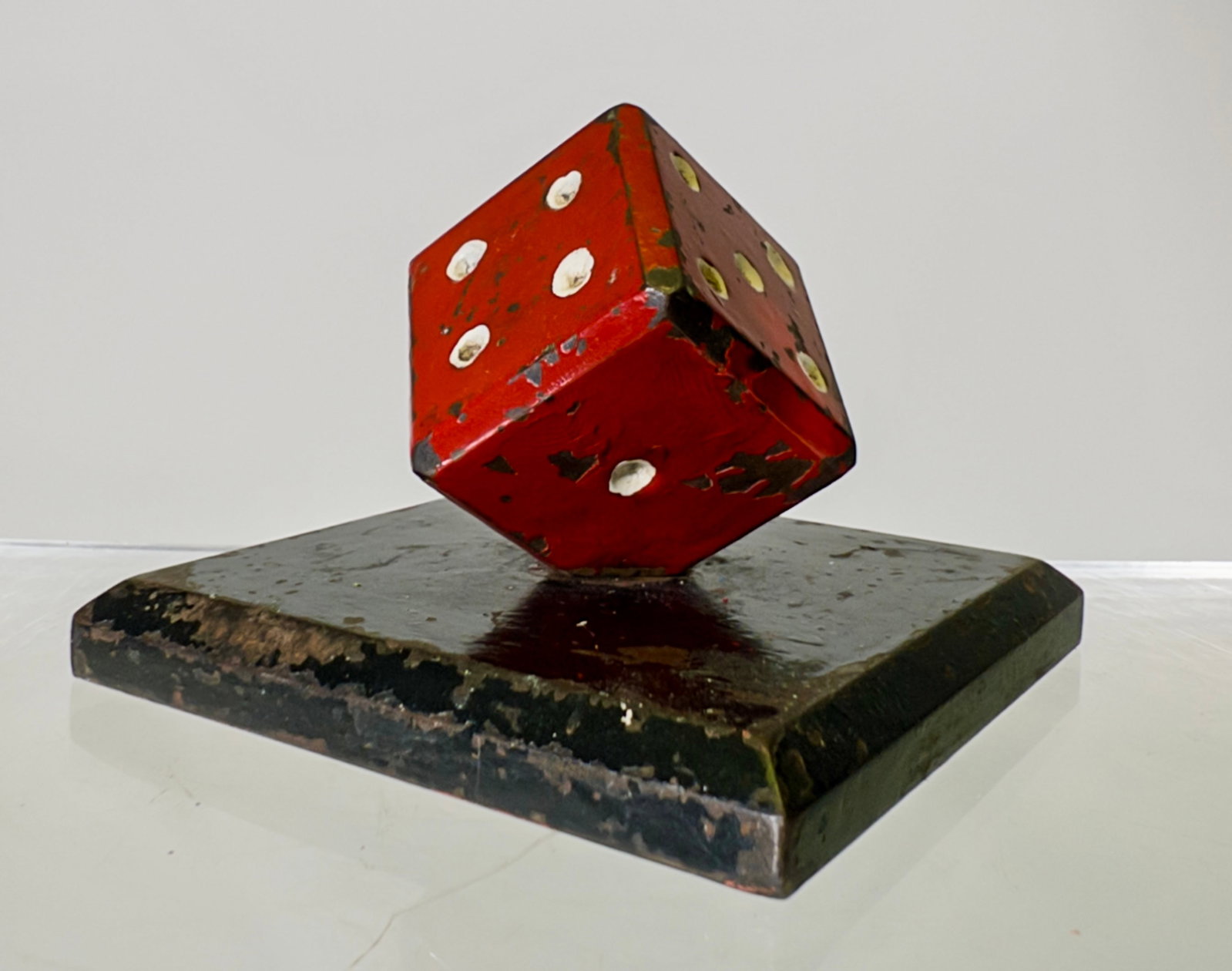 Die on Base Paperweight - Scarce Cast Iron (1 of 2)