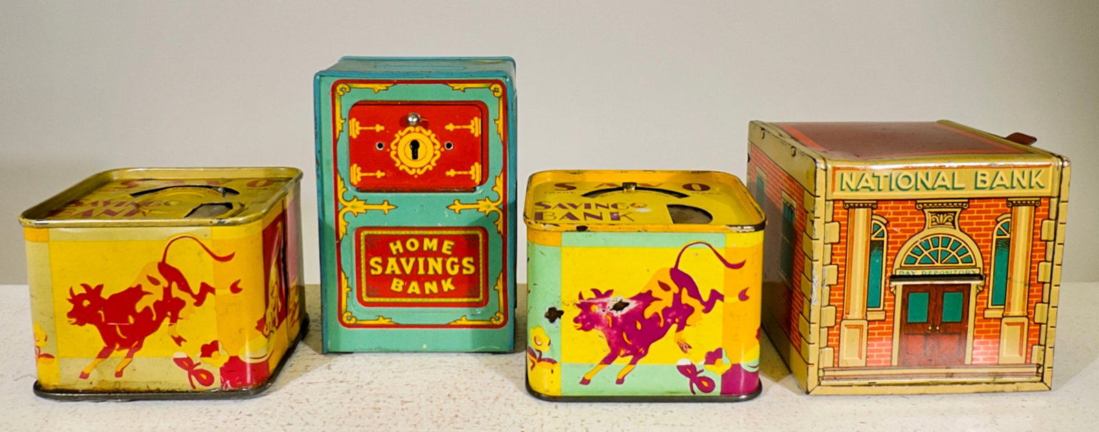 Four Assorted Tin Banks (1 of 2)