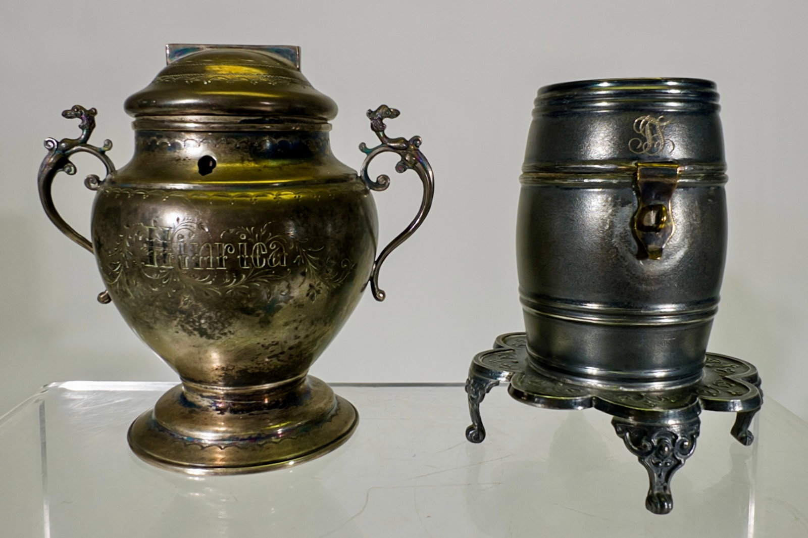 Two Silver on Tin Still Banks (1 of 2)