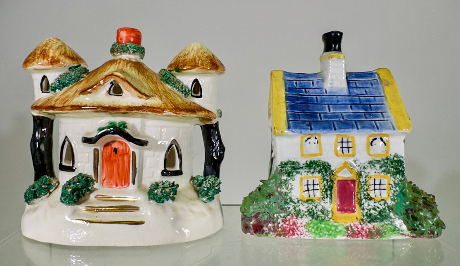 Two Ceramic Cottage Banks - One Early Staffordshire (1 of 2)