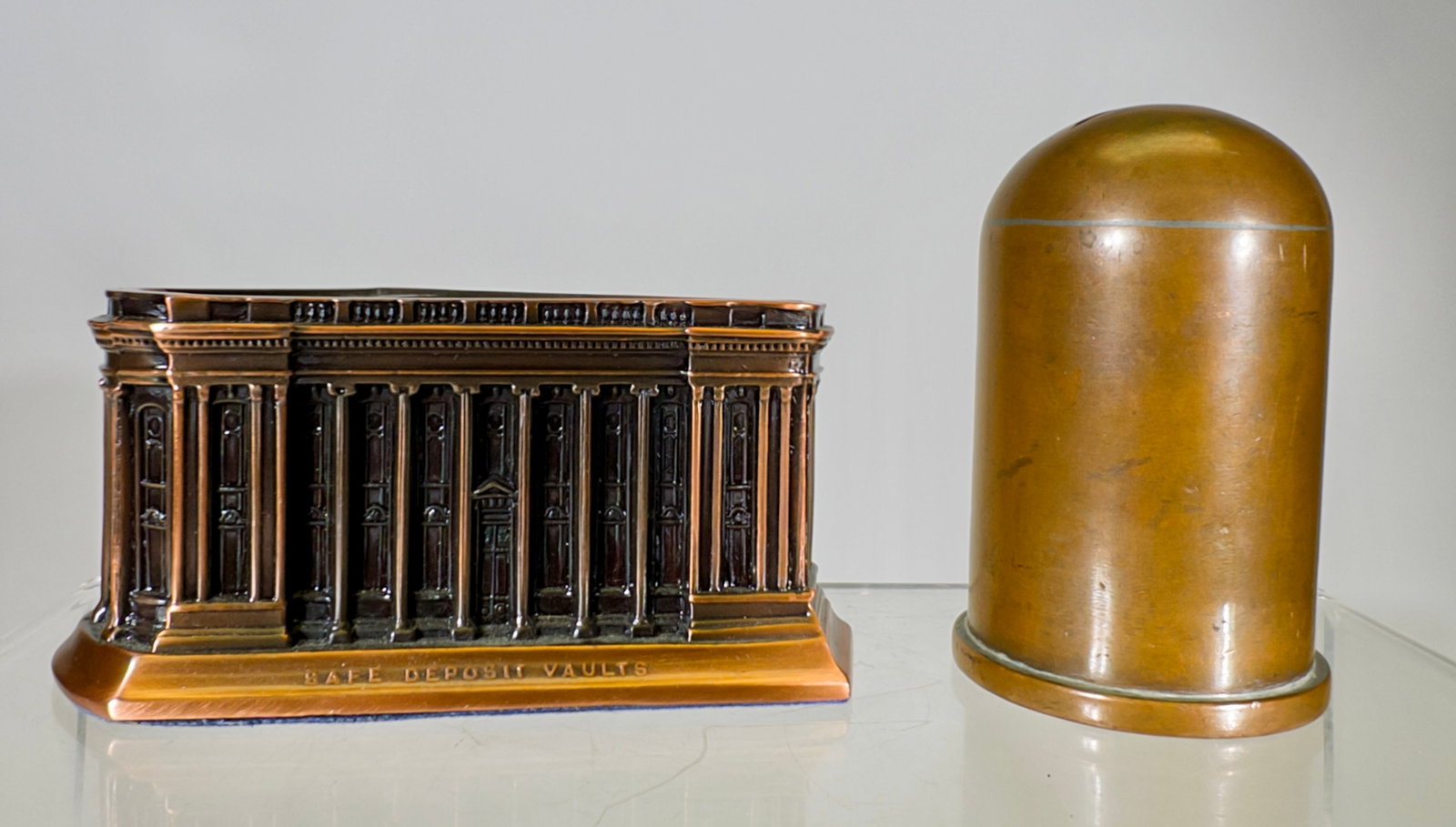 Building and Shell Banks: American 1940/50's - Building is 2 1/4"T x 4 1/4"D