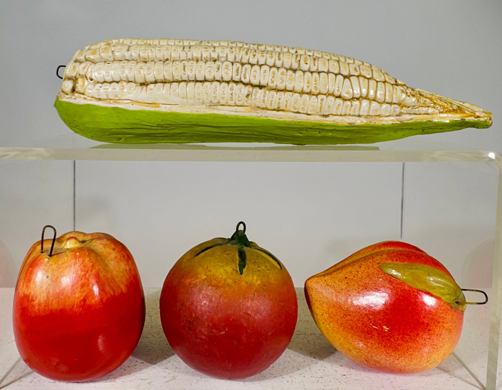 Corn, Tomato, Apple, and Peach Banks: European 1930/40's - Corn is 9"L x 2 1/4"W