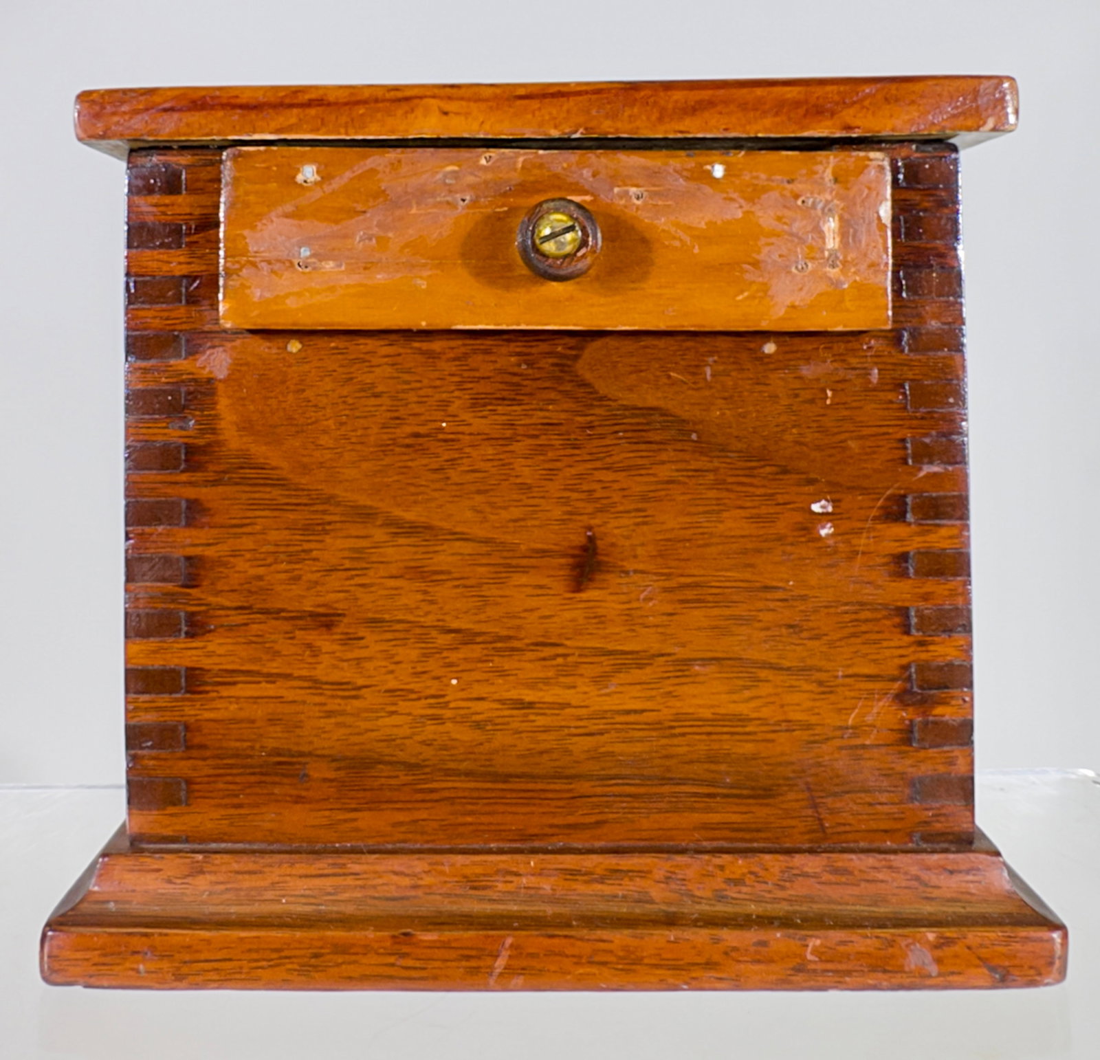 Folk Art Wooden - Trick Drawer Bank: American 1920 - 5"T x 5 1/4"W