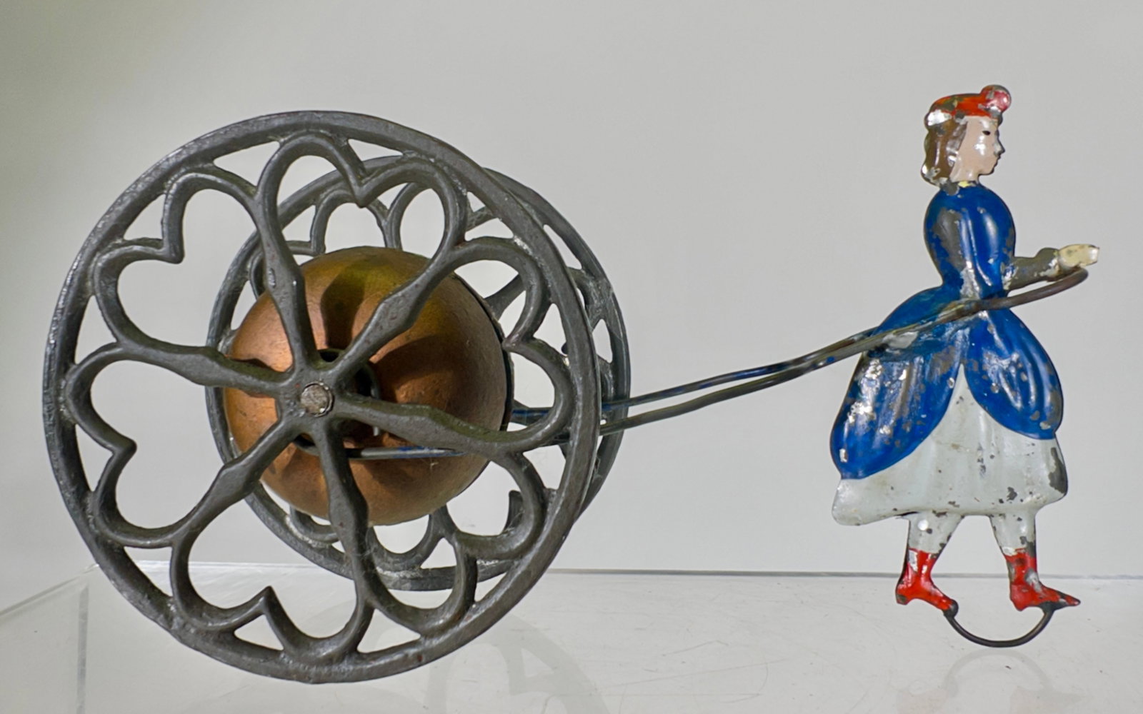 American Tin Girl with Hoop Skirt - Bell Toy Very Scarce (1 of 2)