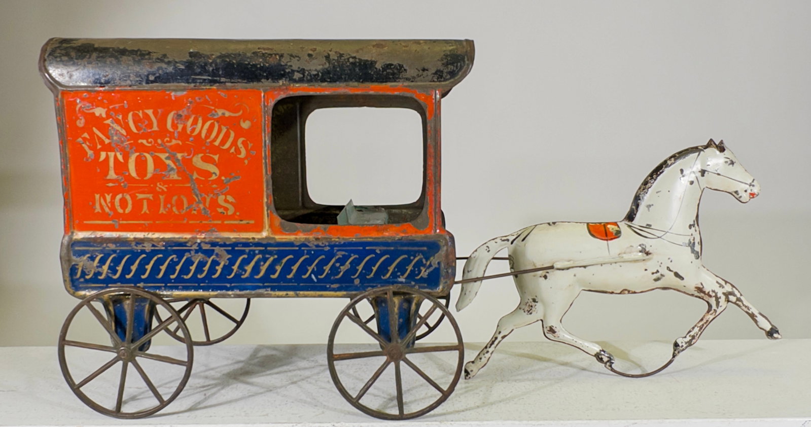 Fancy Goods Toys Notions Wagon - Fantastic American Tin Toy (1 of 2)