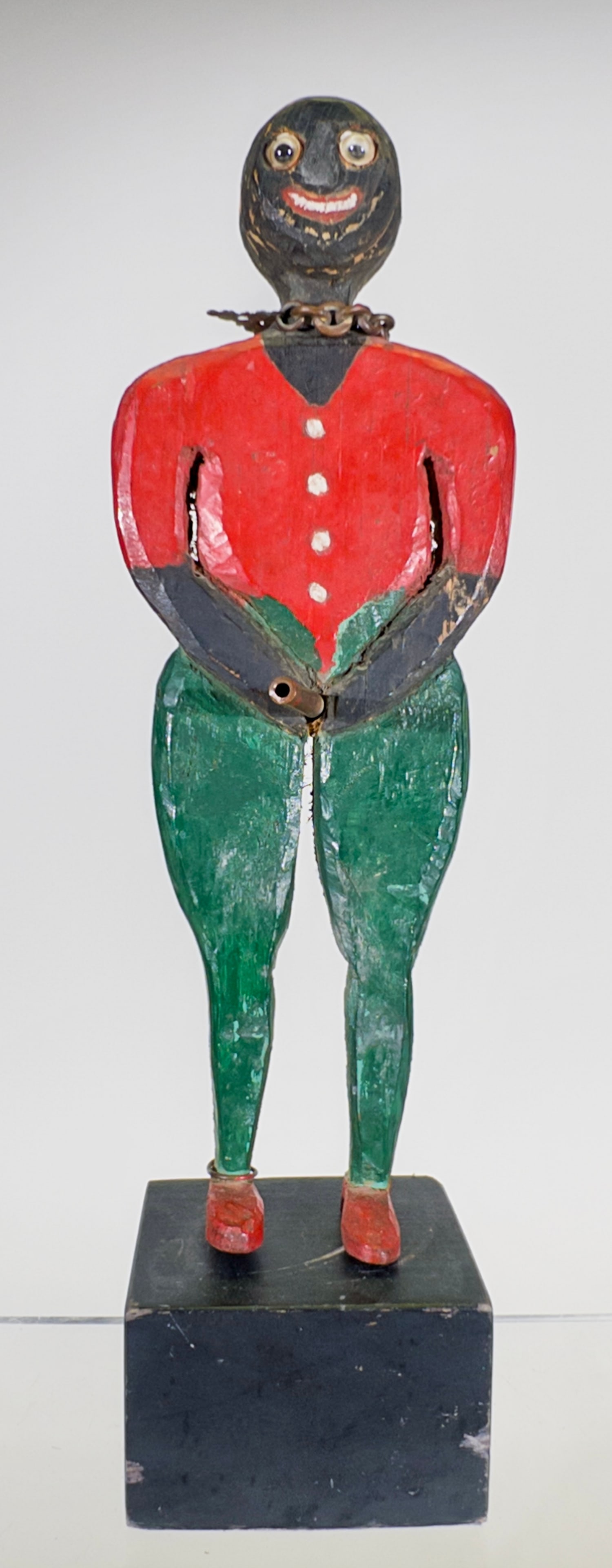 Young Boy Taking a Leak - Novelty Wooden Sculpture: American 1930 - 10 1/4"T x 2 3/4"W