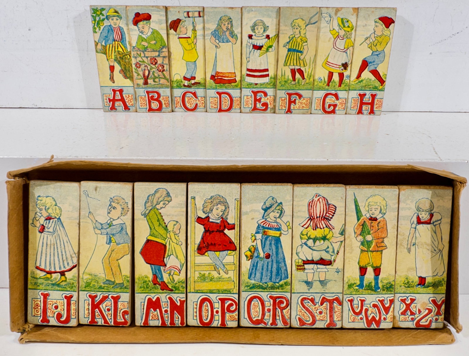 ABC Blocks and Puzzle Set: American 1915 - Box is 4"T x 10 1/2"L - Carl and Linda Thomas Collection