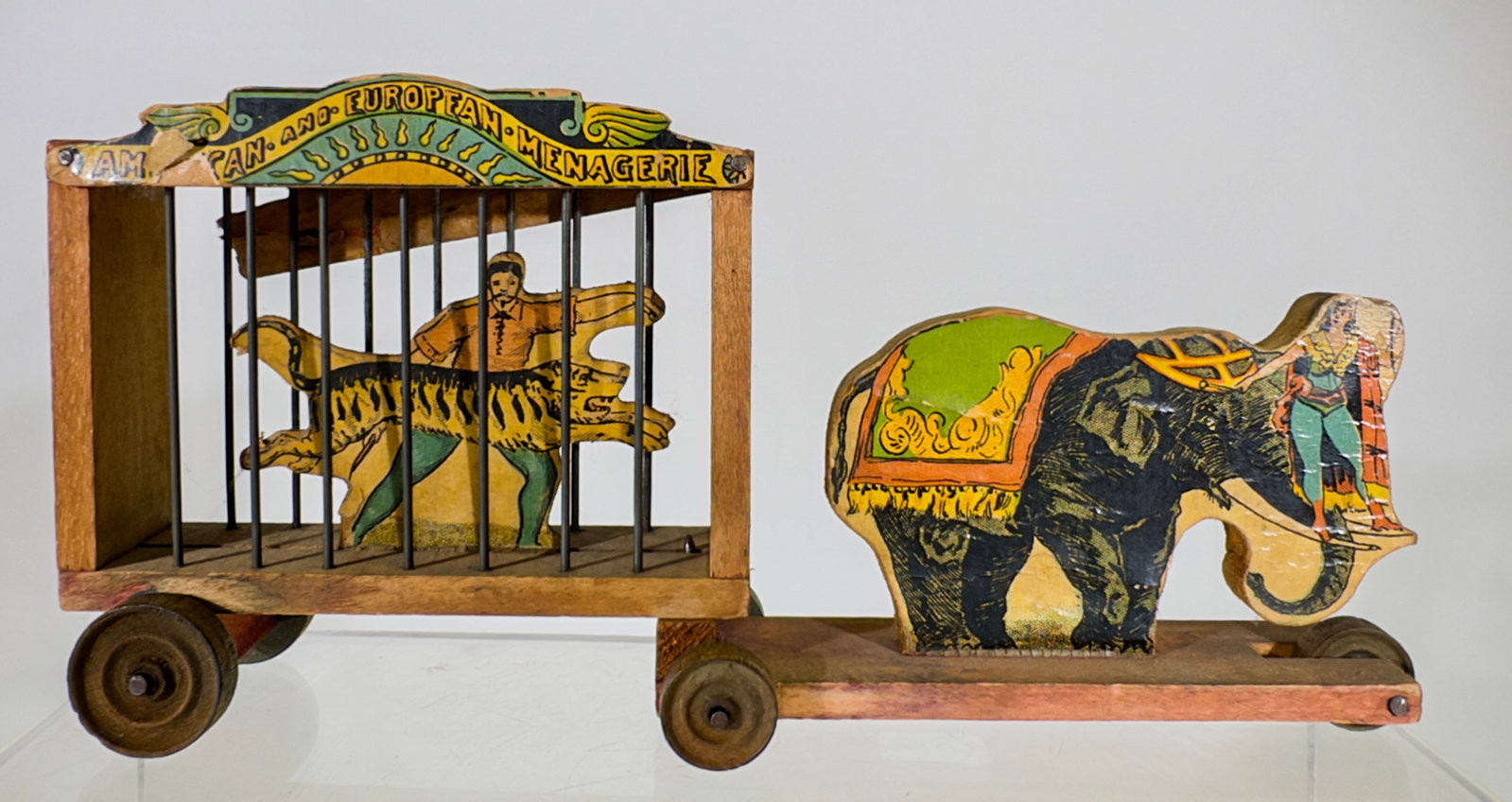 Miniature Menagerie Wagon: Bligg Mfg. Co. - Pawtucket, RI. 1895 - 4 1/4"T x 9"L - Carl and Linda Thomas Collection