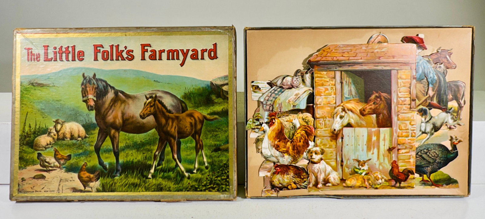 The Little Folks Farmyard: McLoughlin Bros. - New York 1910 - Box is 12 1/2"W x 9 1/2"T - Carl and Linda Thomas Collection