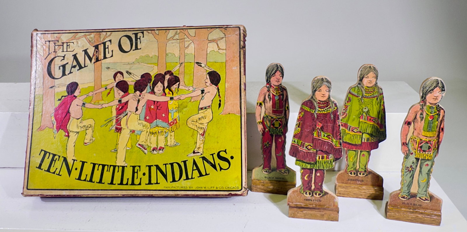 The Game of Ten Little Indians: By John W. Liff and Co. - Chicago, IL. 1920 - Box is 12"W x 9"T - Carl and Linda Thomas Collection
