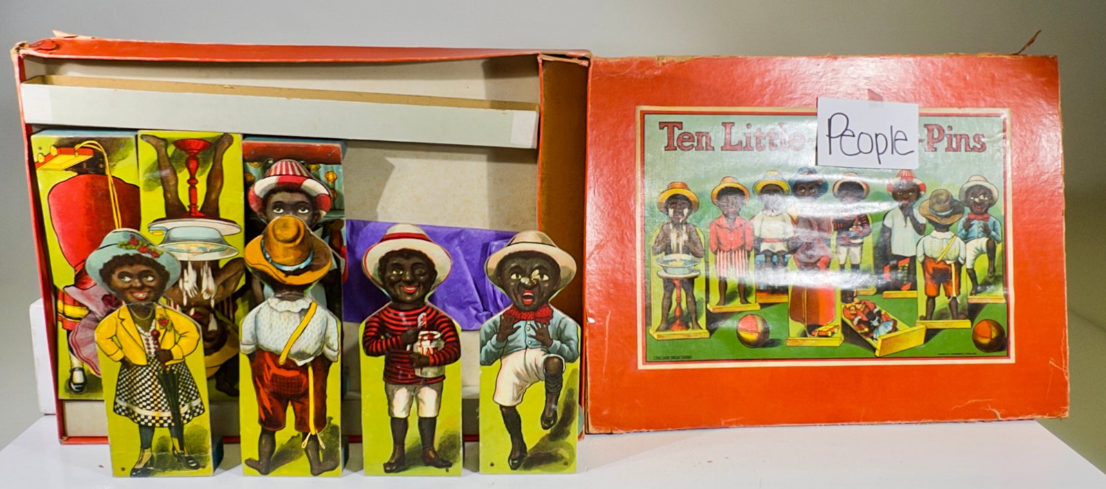 Ten Little People-Pins: Made by Chad Valley - English 1920 - Box is 17"W x 13"T - Carl and Linda Thomas Collection