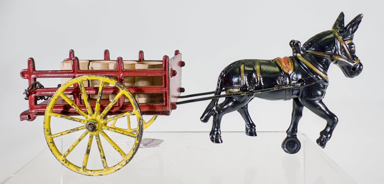 Mule Drawn Stake Wagon: Wilkins Hardware - Keene, NH. 1905 - 10 1/4"L x 4 1/2"T - The Olshefski Collection