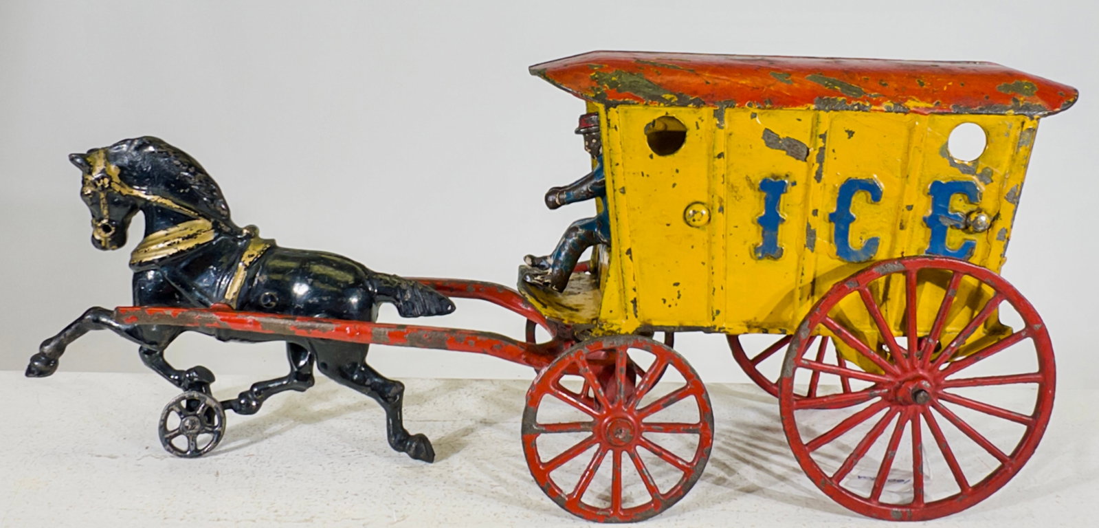 Single Horse Ice Wagon: Hubley Mfg. Co. - Lancaster, PA. 1910 - 15 1/2'L x 6"T - The Olshefski Collection