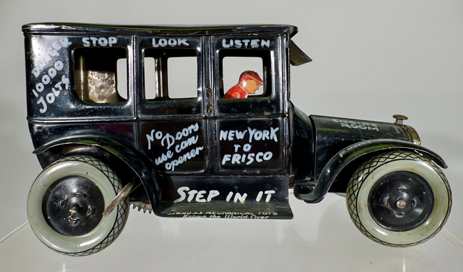Leaping Lena Windup Car: Made by Ferdinand Strauss - New York 1920 - 8 1/4"L x 4 3/4"T