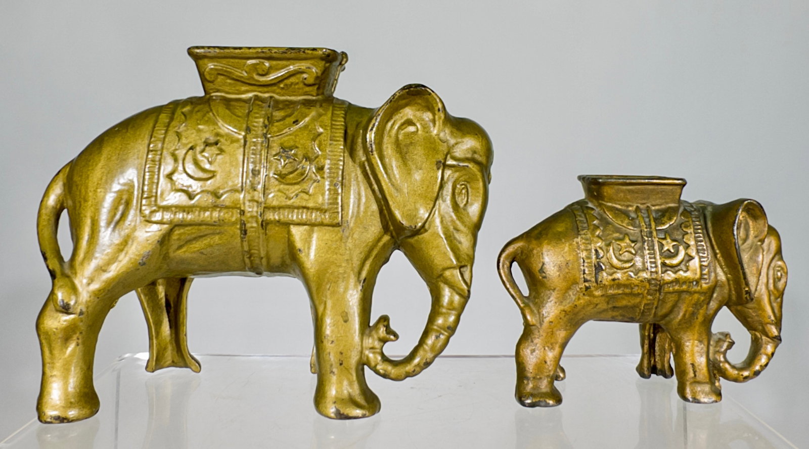 Two Elephant Banks: A.C. Williams Co. - Ravenna, OH. 1915 - Larger is 4 3/4"T x 6 1/2"L