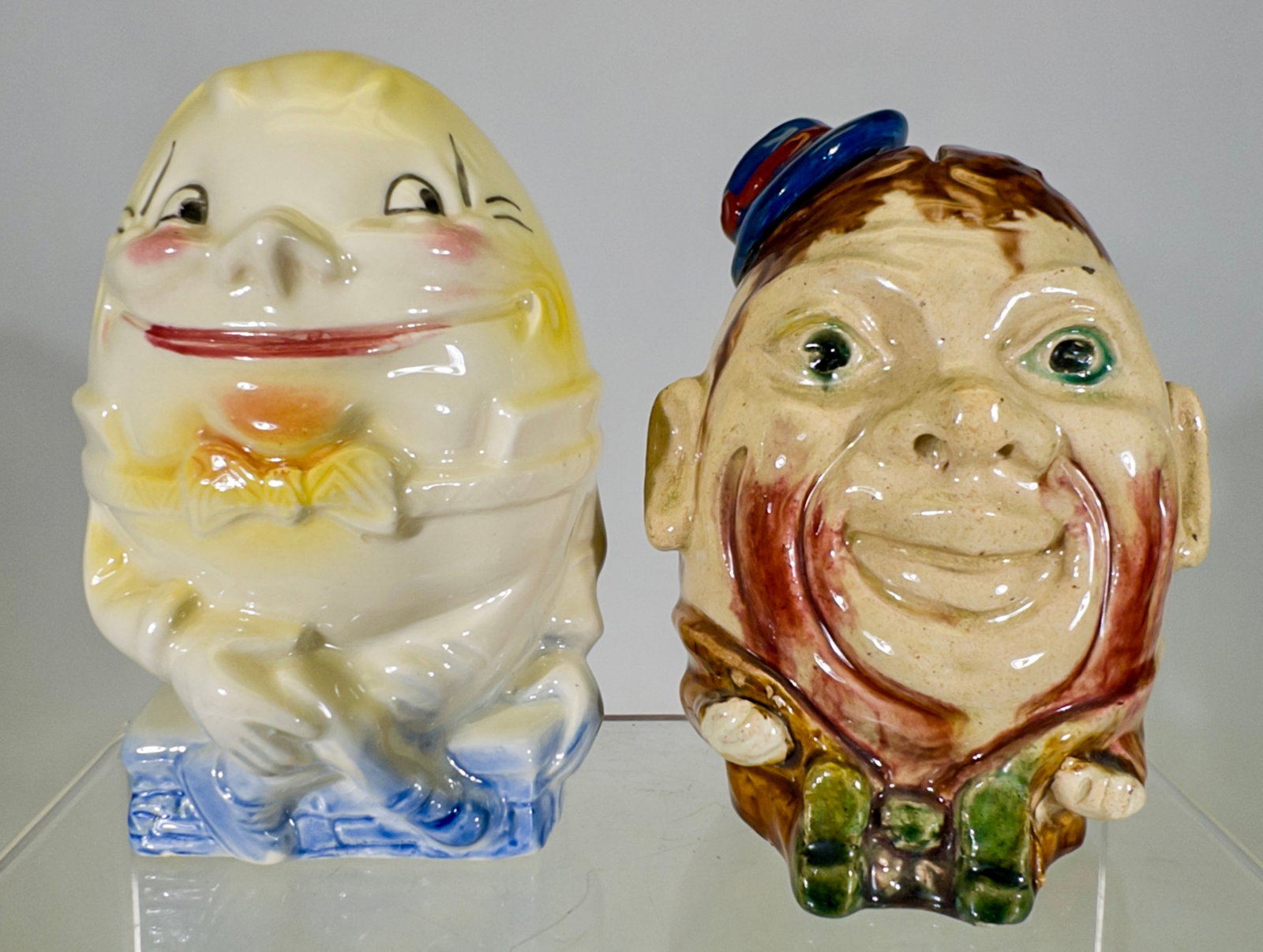 Two Ceramic Humpty Dumpty Banks: Japanese/European 1930's - 6"T x 4"W