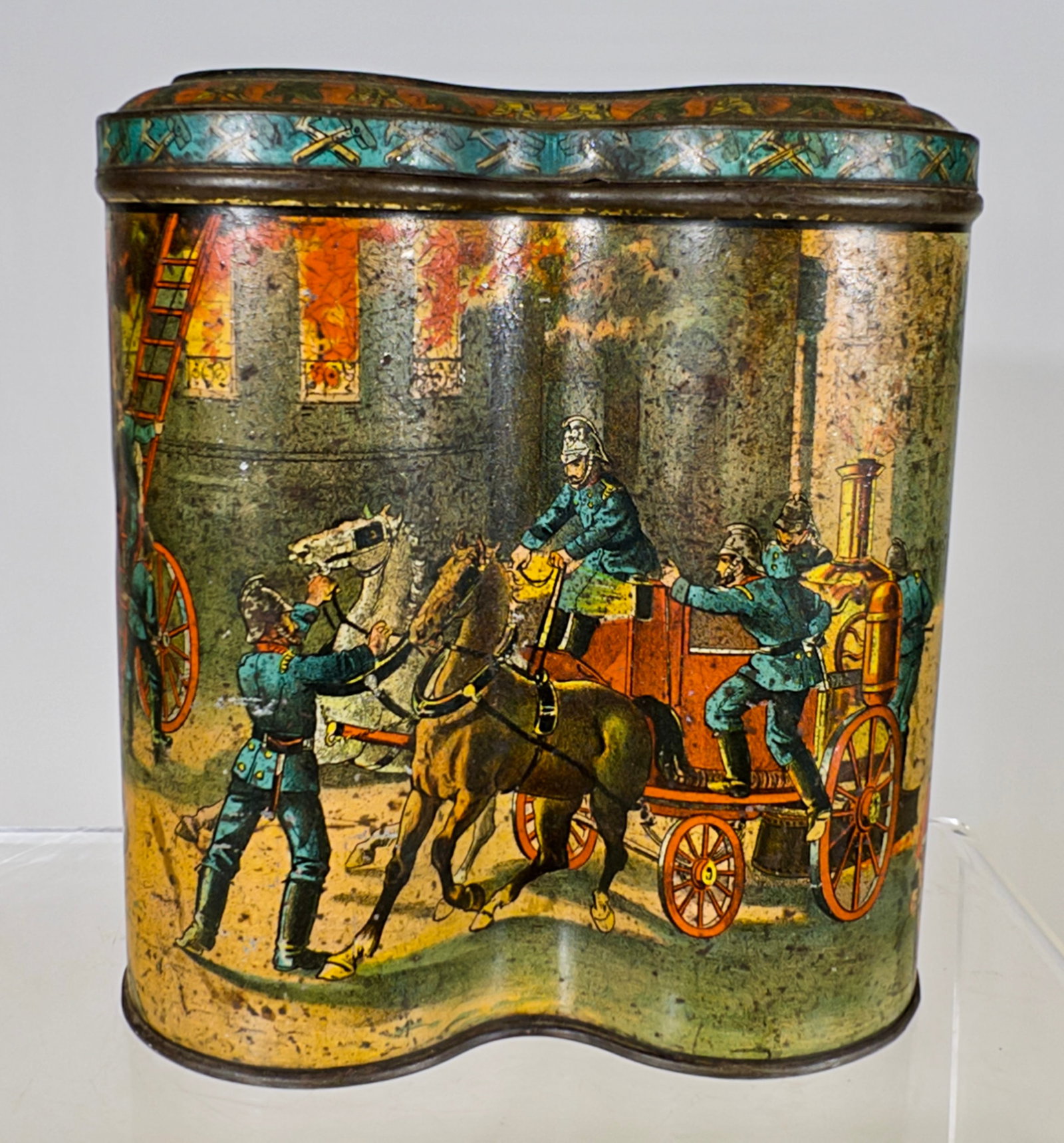Fire Motif Biscuit Tin - Scarce (1 of 2)