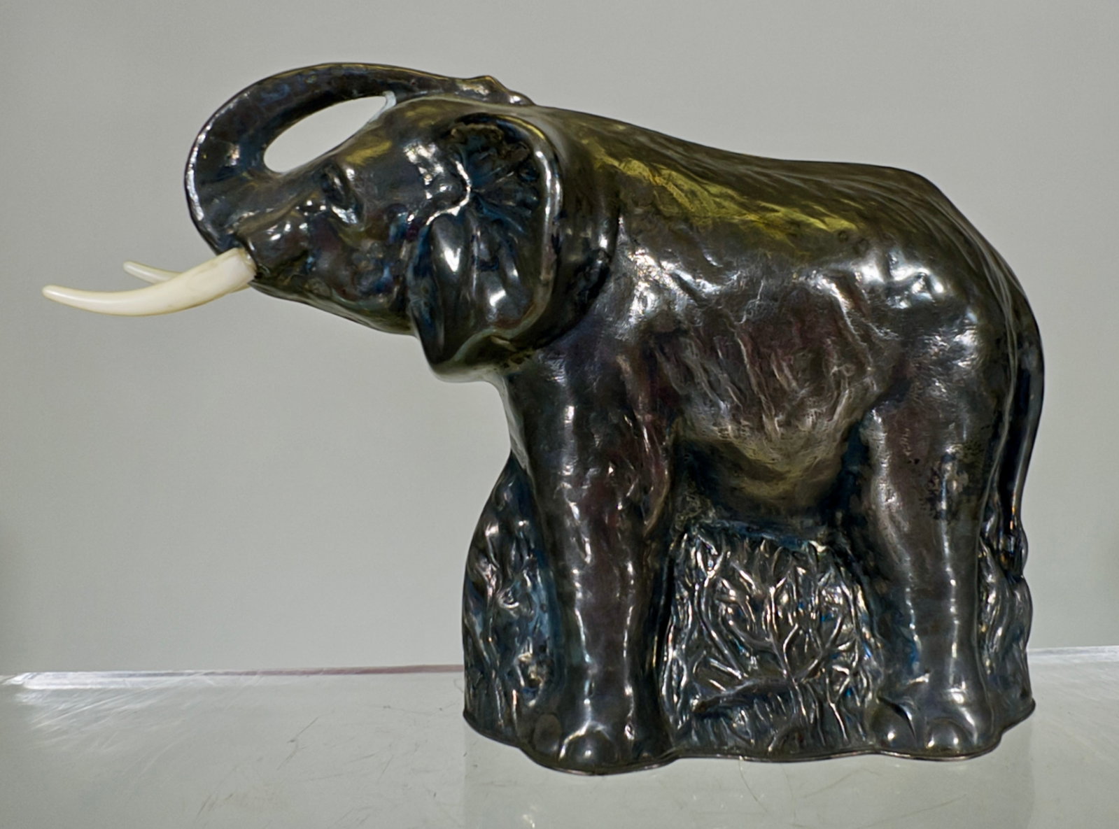 Silvered Tin Elephant Bank with KLT (1 of 2)