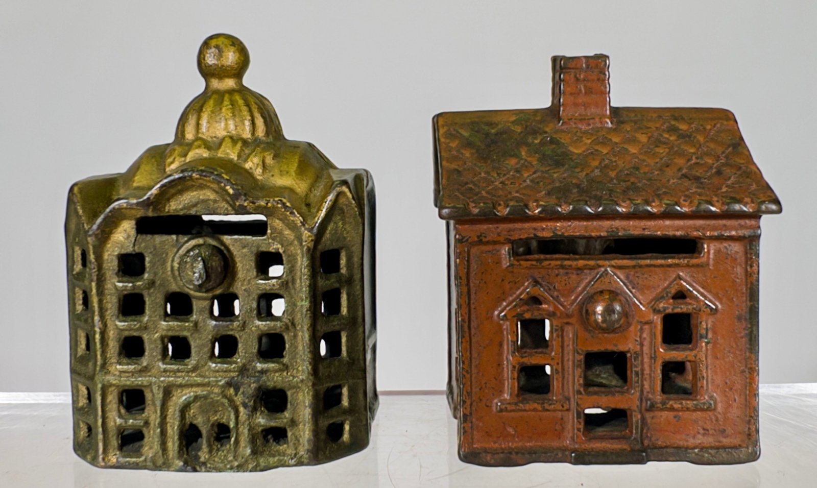 Domed Mosque Small / One Story House Banks - Cast Iron: American 1910/1920's - 3" T - Tom Kellogg Collection