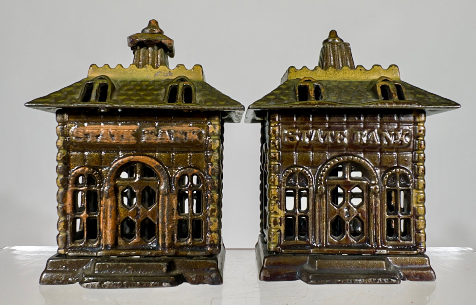 Two Midsize Cast Iron State Banks (1 of 2)
