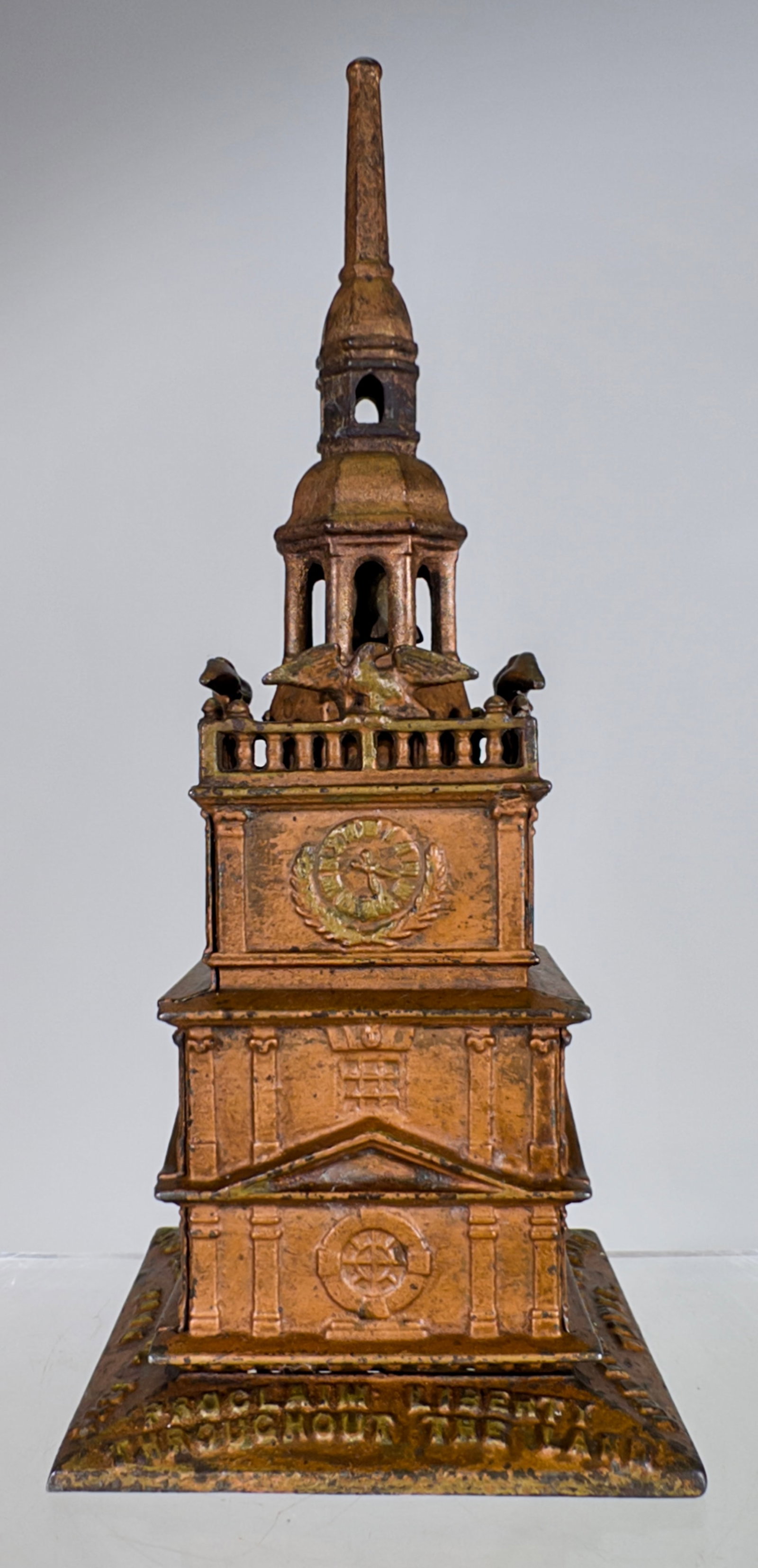 Independence Hall Tower Bank: Enterprise Mfg Co. - Philadelphia 1876 - 9 3/4"T - The Peirce Collection