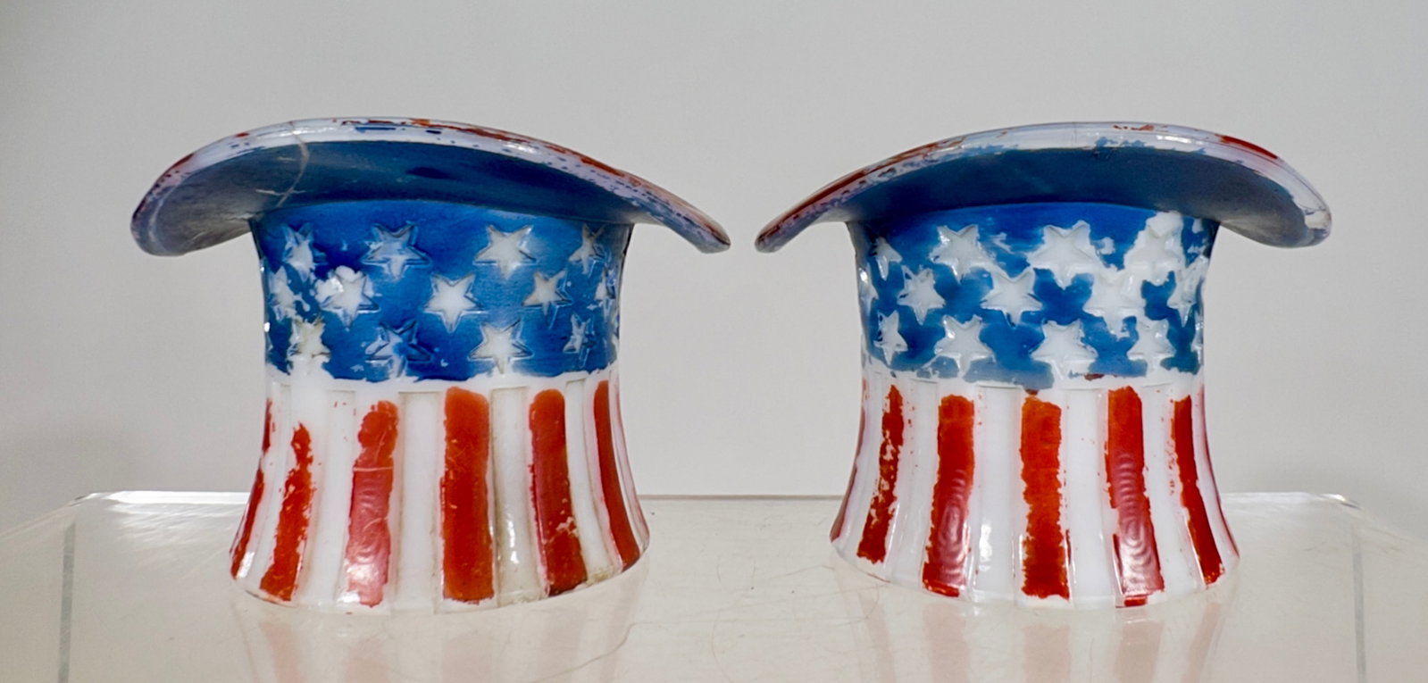 Two Milk Glass Patriotic - Stove Top Hat Banks (1 of 2)