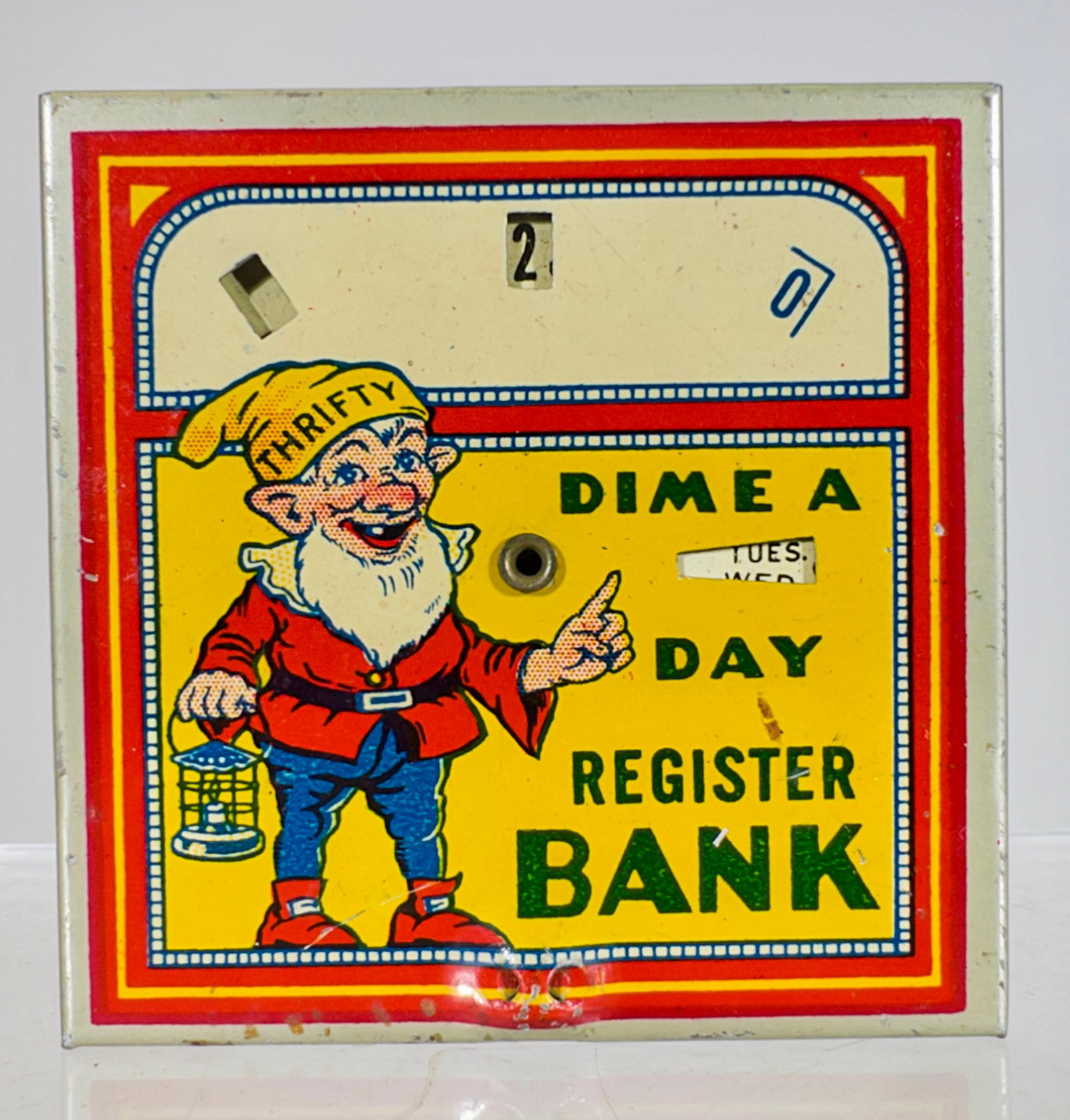 Thrifty Dime A Day Bank with Advertising
