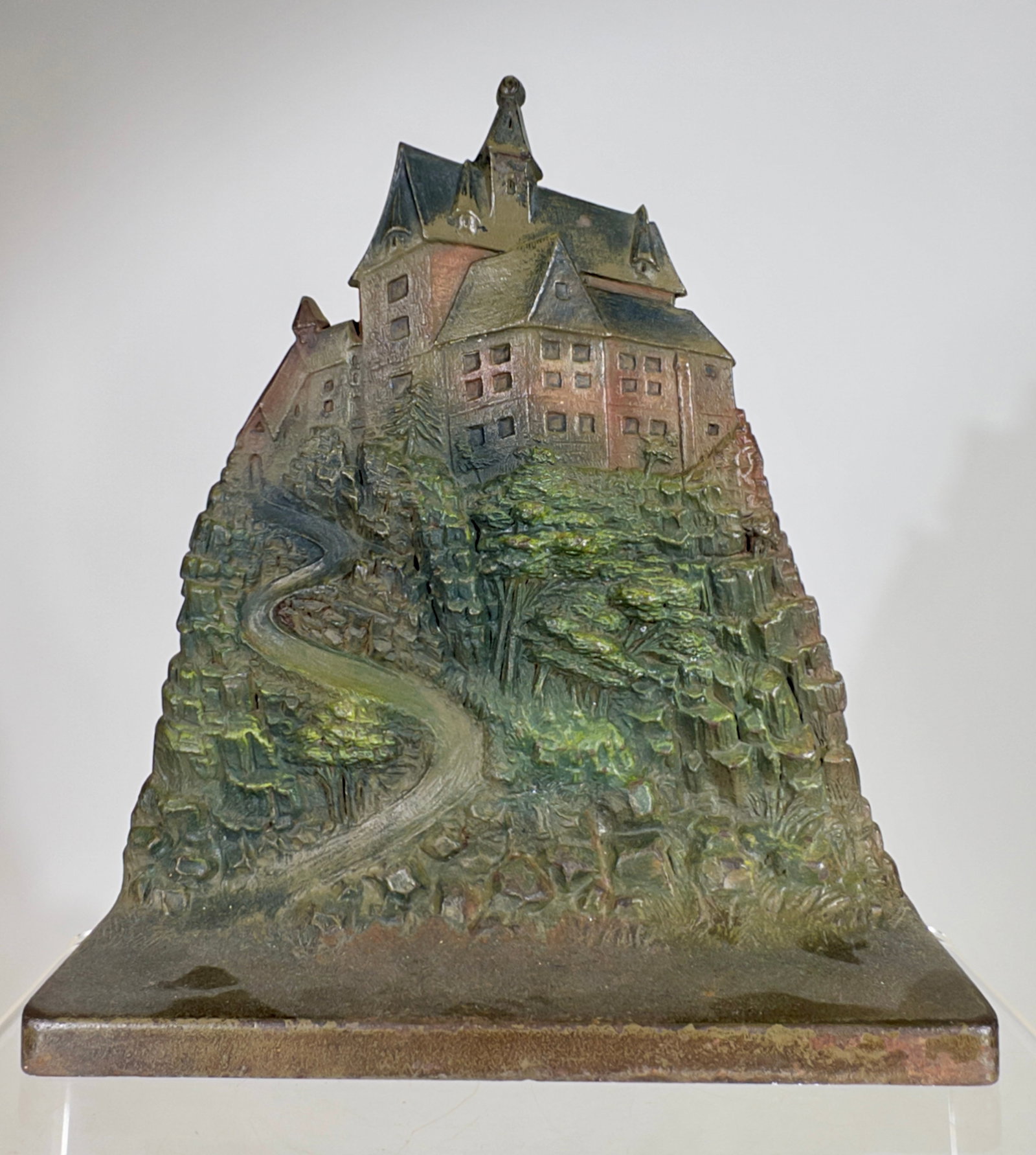Castle on Mountain Doorstop Cast Iron (1 of 2)
