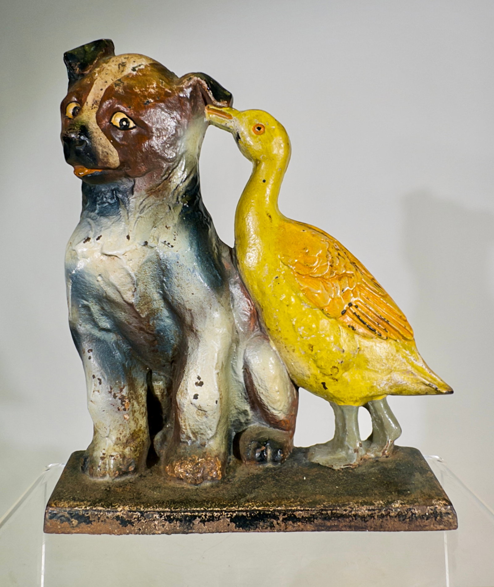 Duck Biting Dog's Ear - Cast Iron Doorstop Scarce (1 of 2)