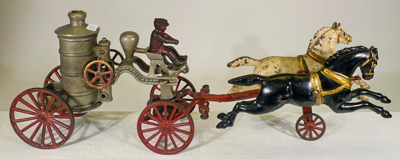 Nickel Plated Two Horse Pumper - Cast Iron (1 of 2)