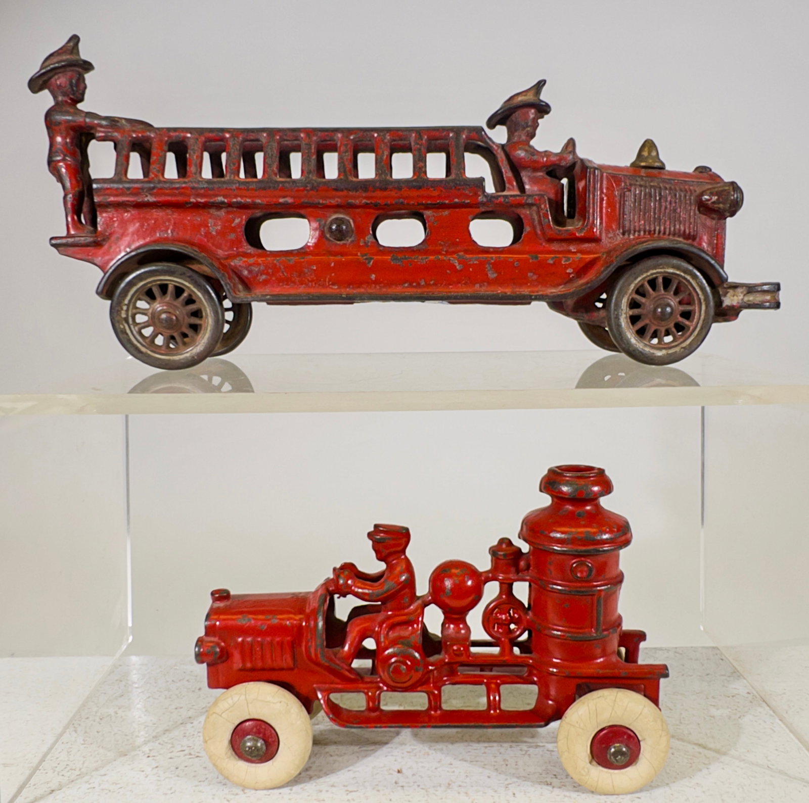 Fire Pumper and Ladder Truck: American 1920/30's - Larger is 10 1/8"L