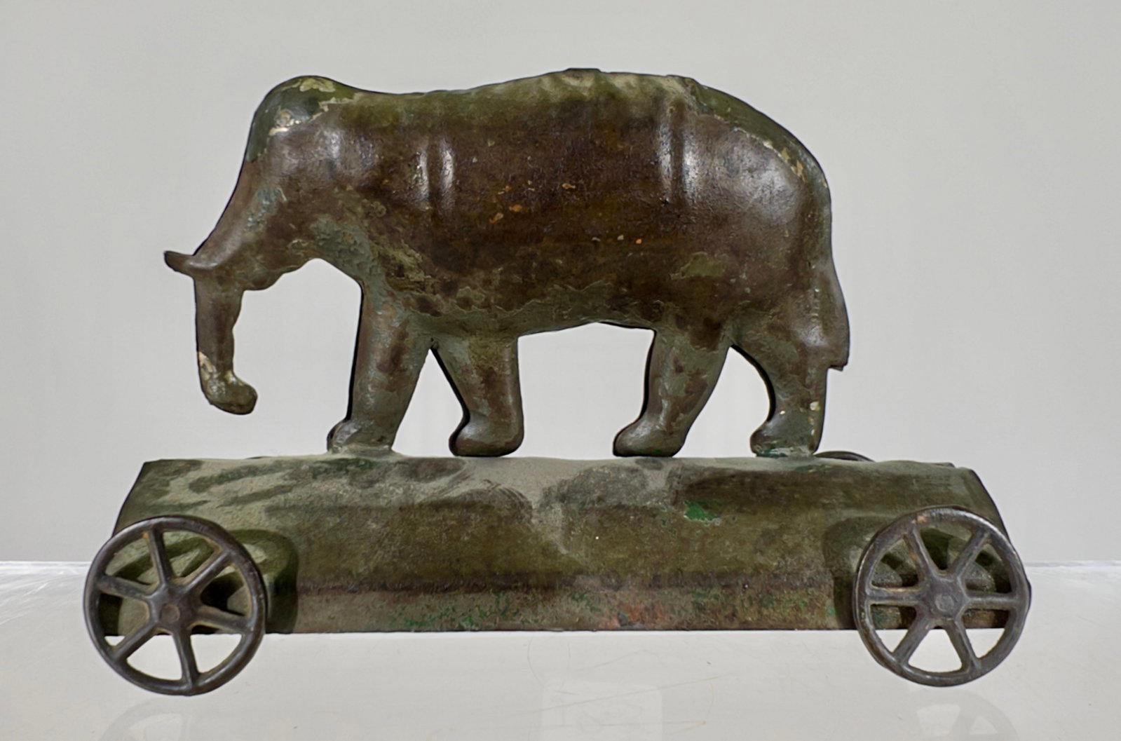 American Tin Elephant on Platform: American 1890 - 4 1/2"L