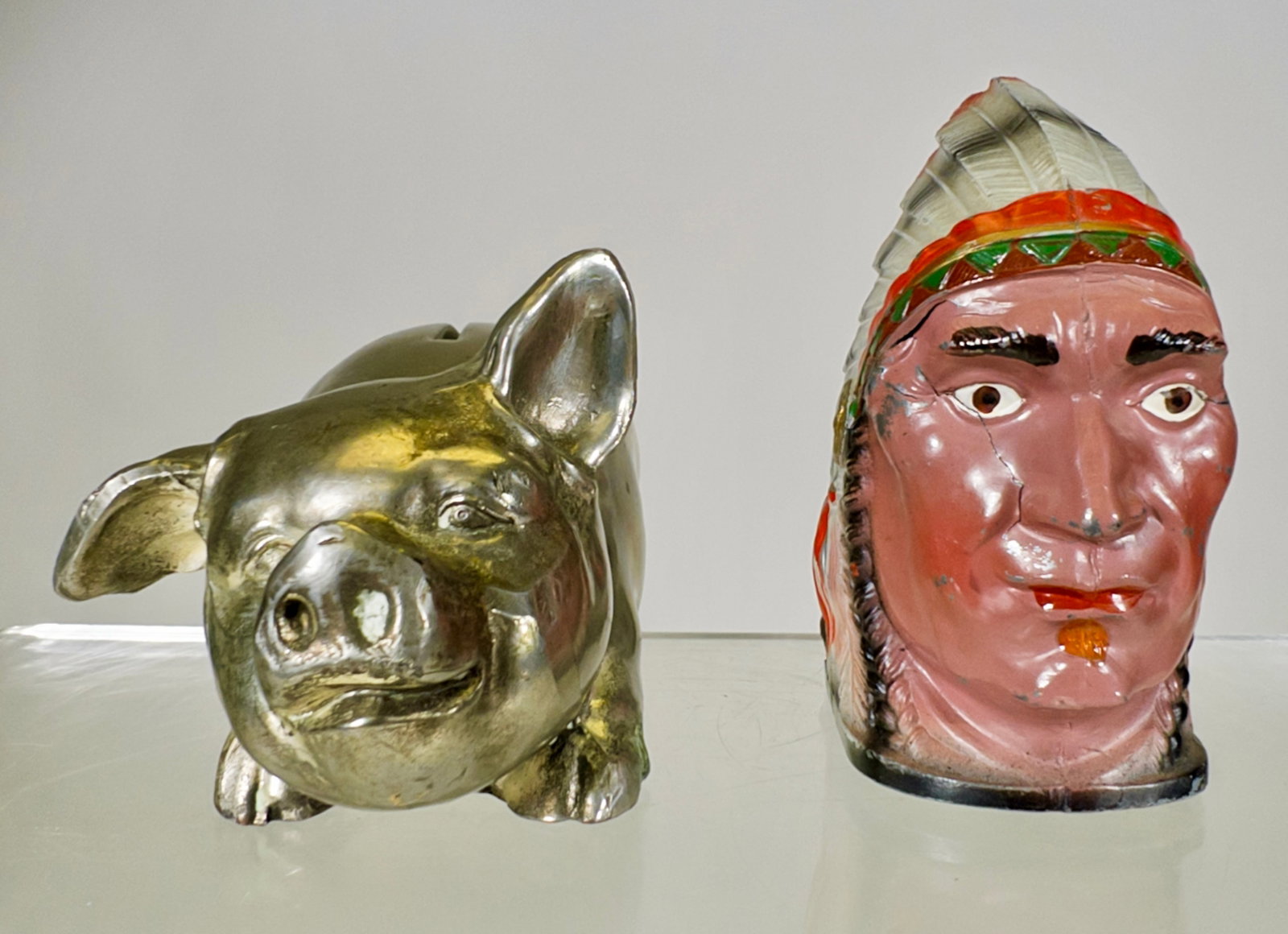 Tin/Steel Pig and Indian Chief Banks: Japanese 1940/50's
