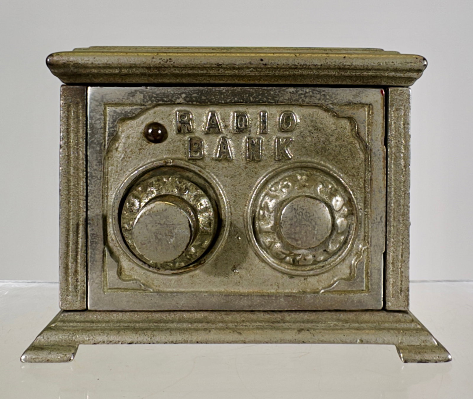 Radio Bank 2 Dials - Cast Iron and Sheet Tin: J & E Stevens Co. - Cromwell, CT. 1925 - 4 1/2"L
