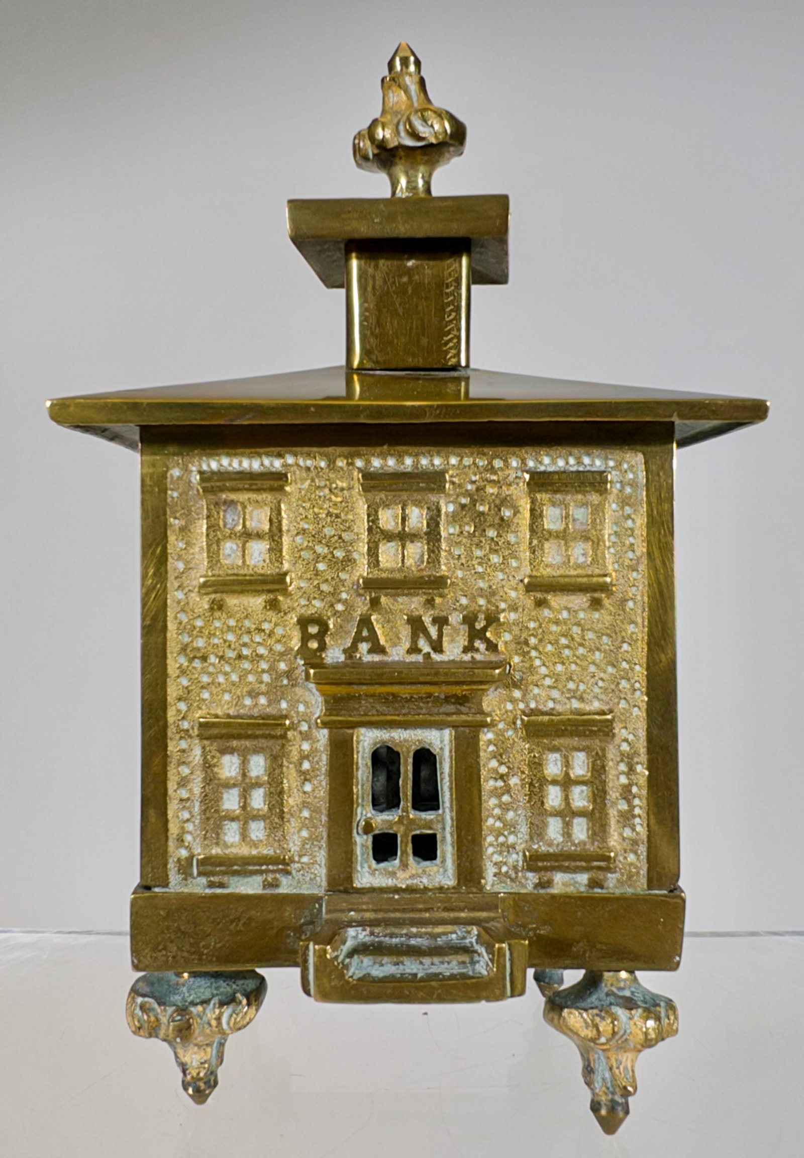 Bank on Four Legs with Finial Brass - Rare (1 of 2)