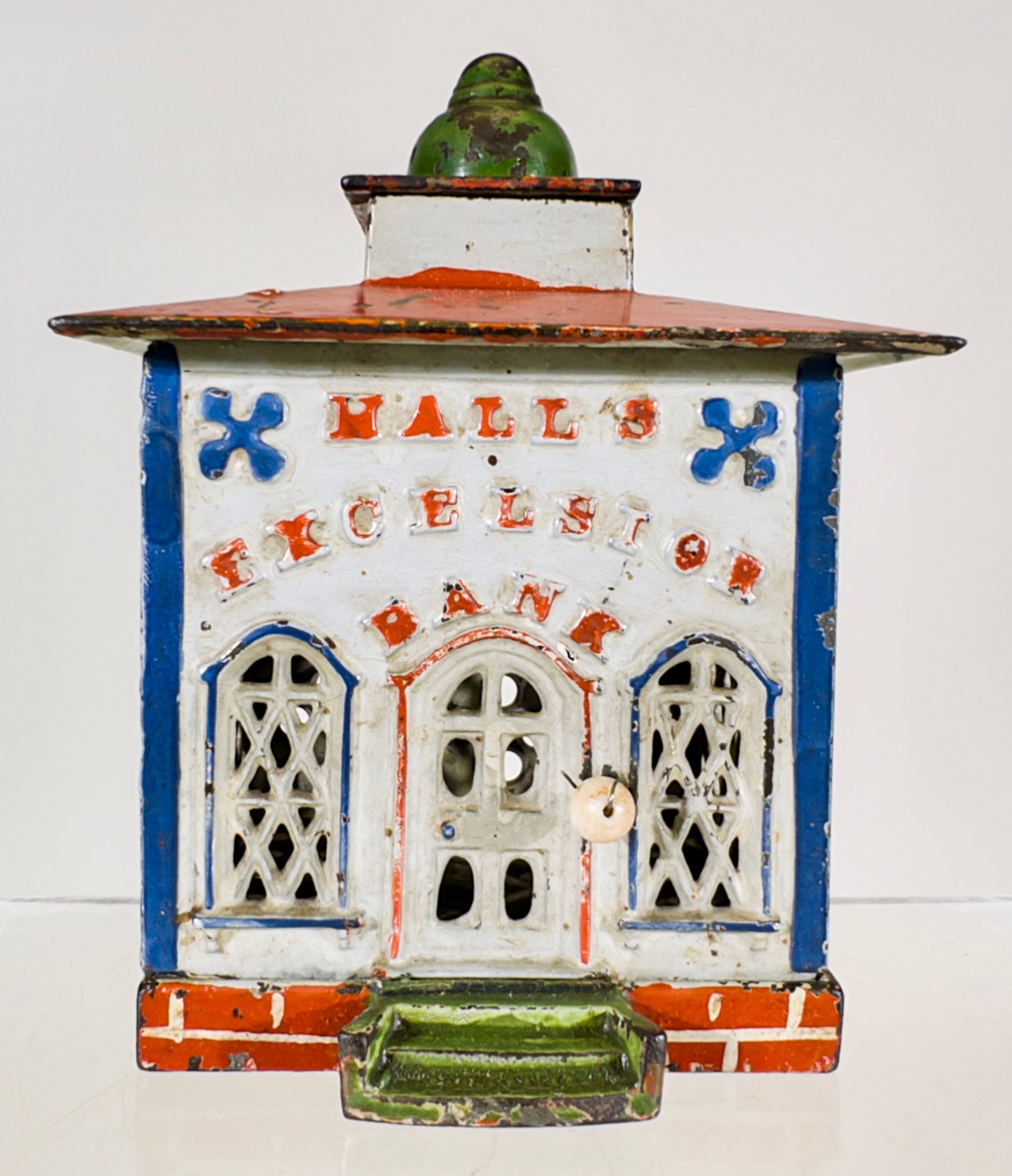 Hall's Excelsior Mechanical Bank Cast Iron - Patriotic Colors (1 of 3)