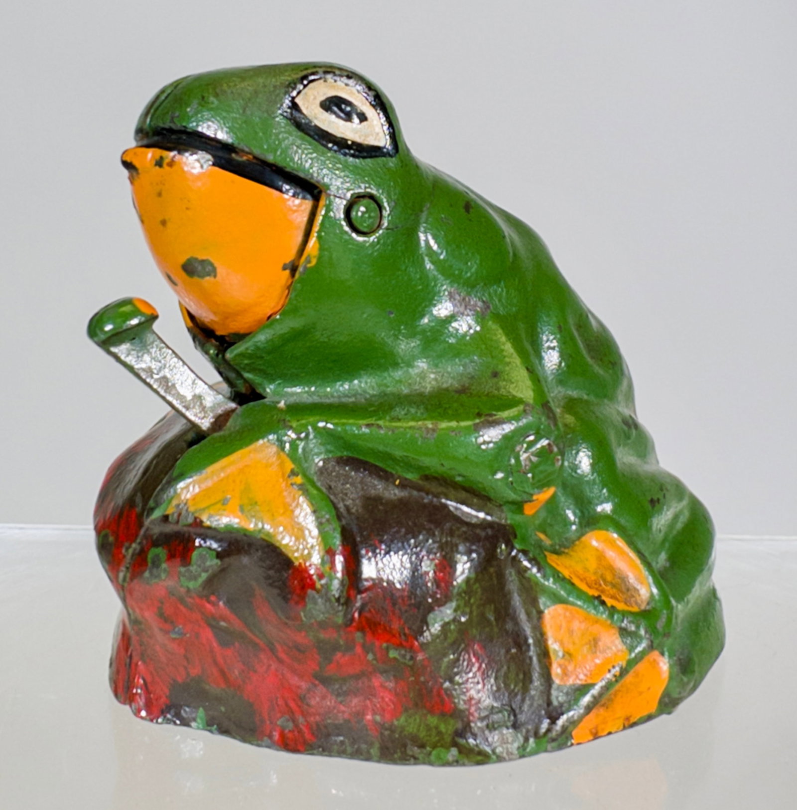 Frog on Rock Cast Iron Mechanical Bank (1 of 2)