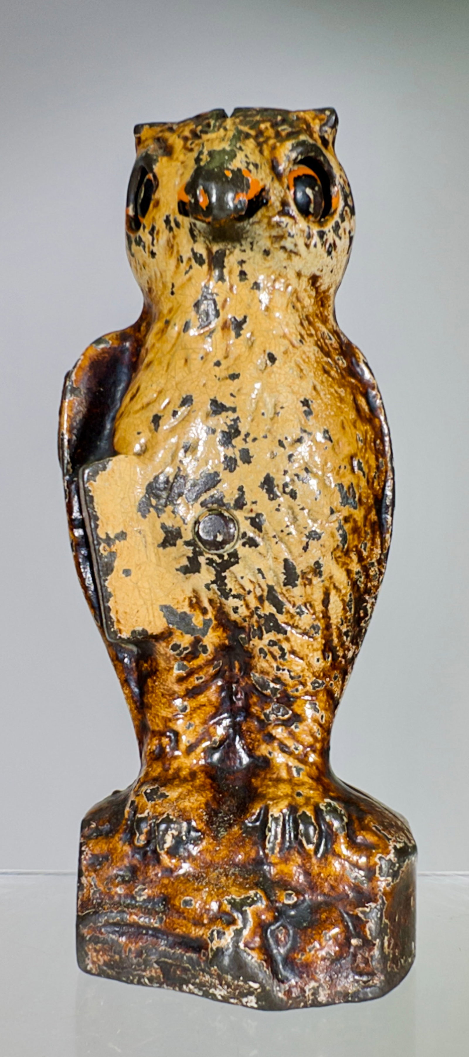 Owl Slot in Head Cast Iron Mechanical Bank: Kilgore Mfg. Co. - Westerville, OH. 1925 - 5 1/4"T