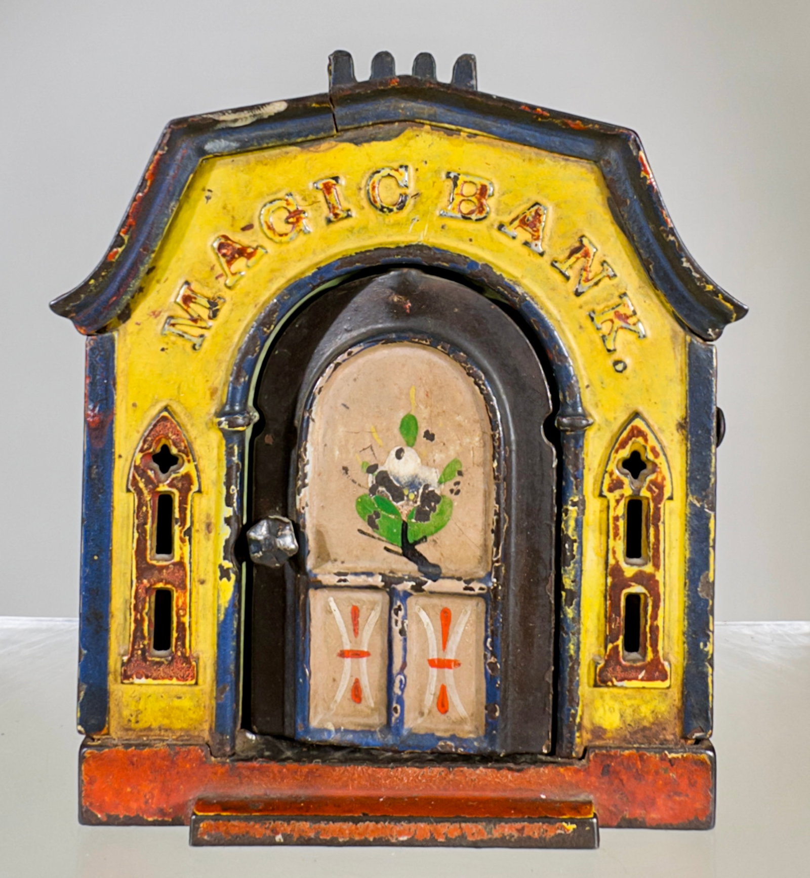 Magic Bank - Yellow Version: J & E Stevens Co. - Cromwell, CT. 1880 - 5 1/2"T x 4 1/8"W