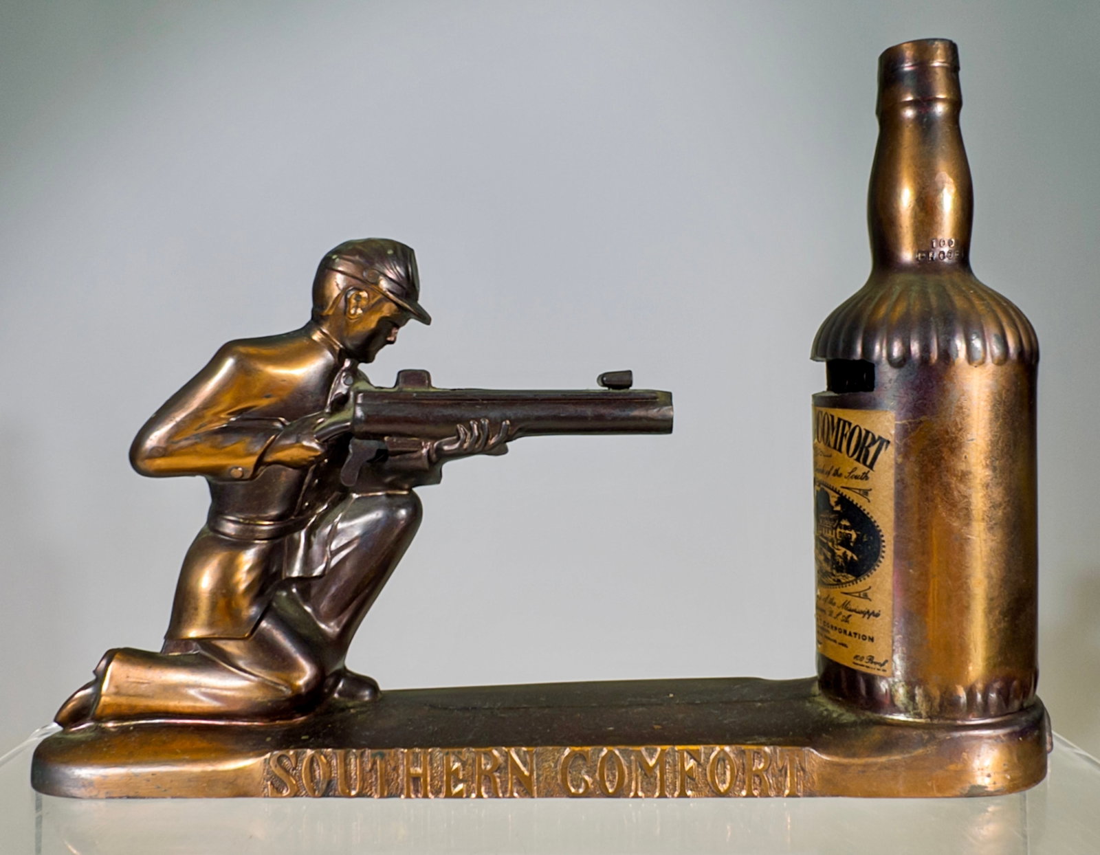 Southern Comfort Mechanical Bank - Aluminum: American 1950 - 8 1/2"L