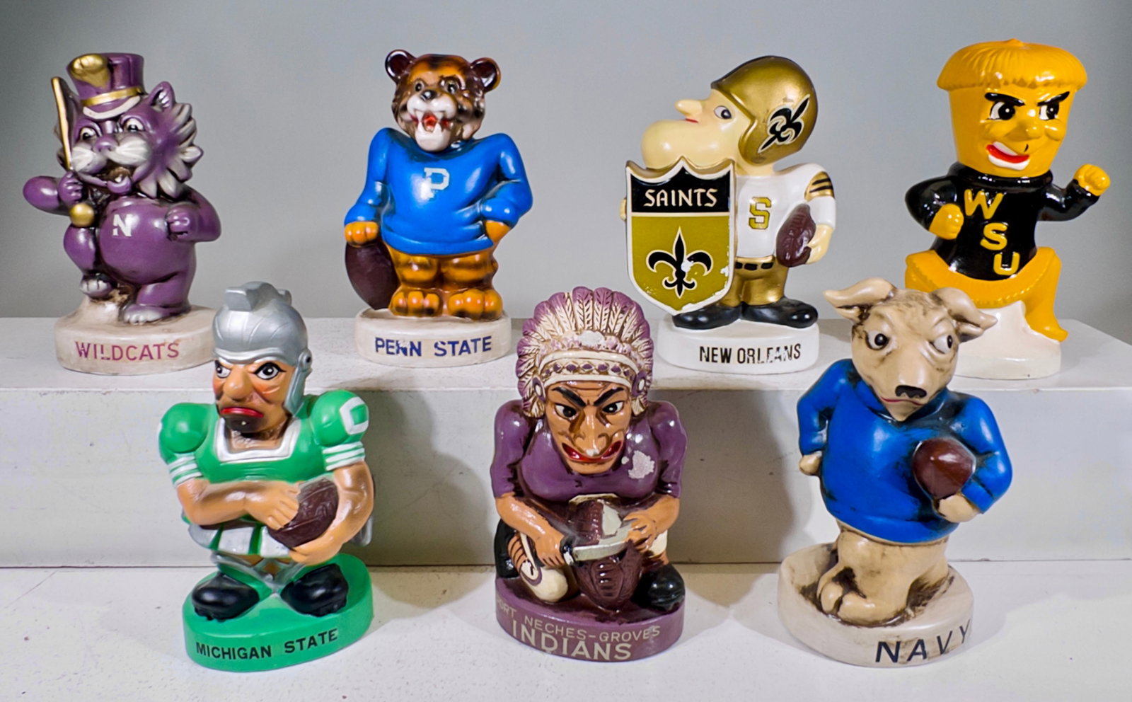 Seven College Mascot Banks: Composition - Japanese 1960 - 7"T