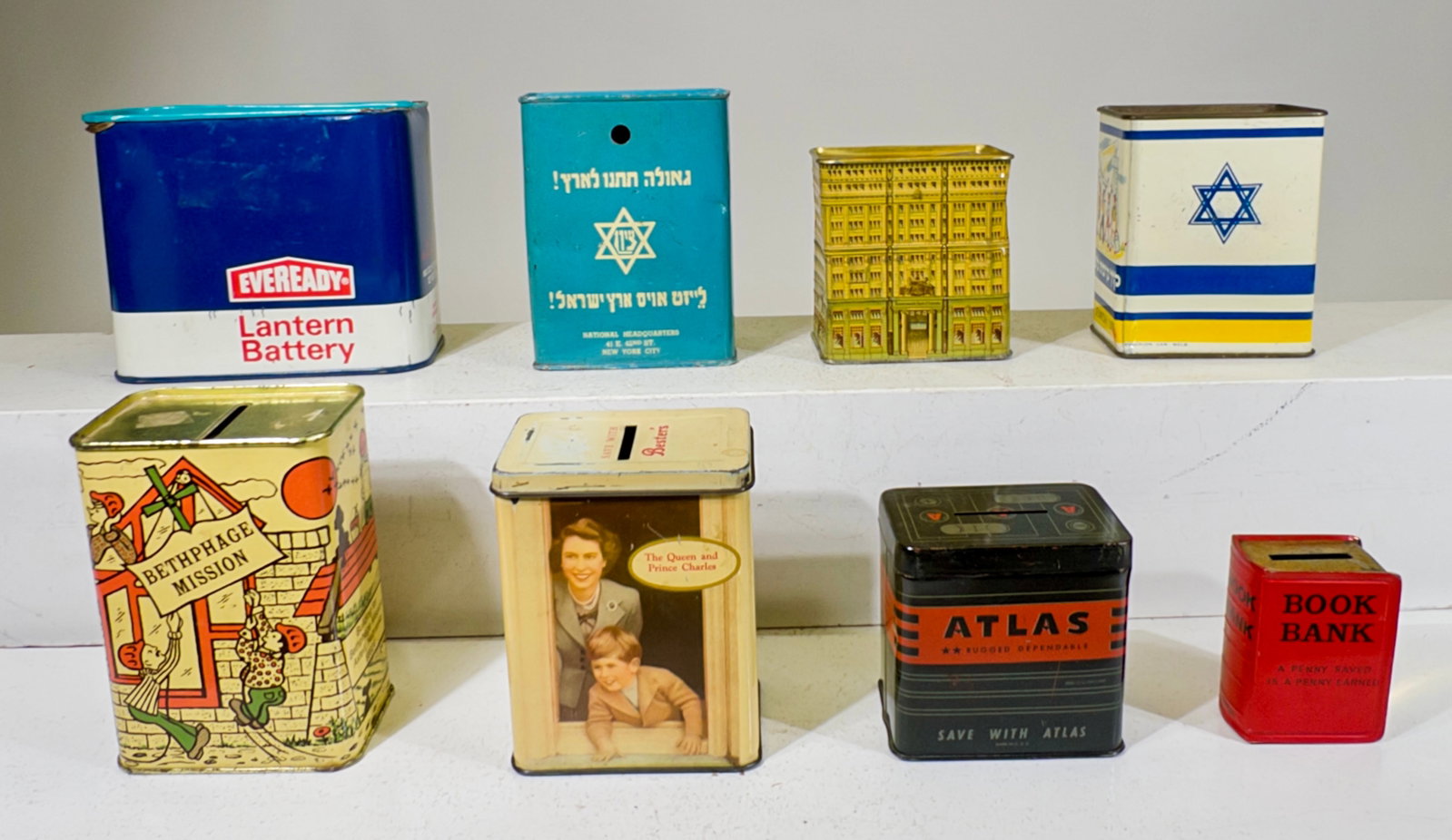 Eight Assorted Tin Banks (1 of 2)