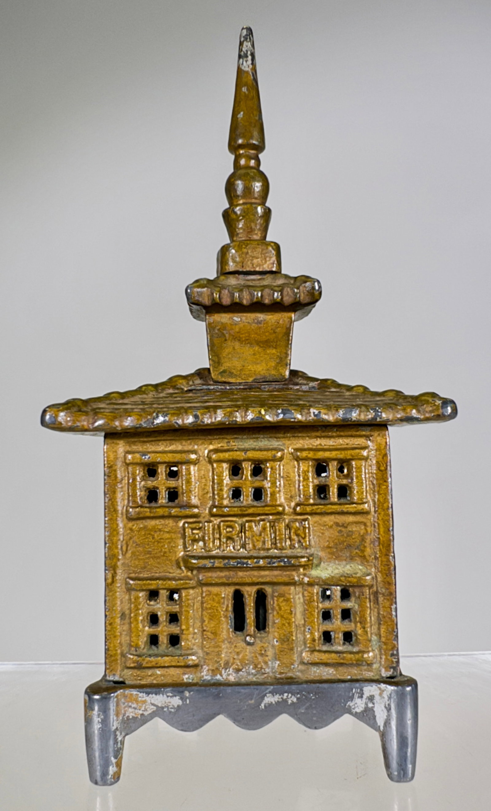 Caisse Type Bank Named Firmin - A Souvenir of Francois Gabriel - Made of Heavy Lead Rare (1 of 2)