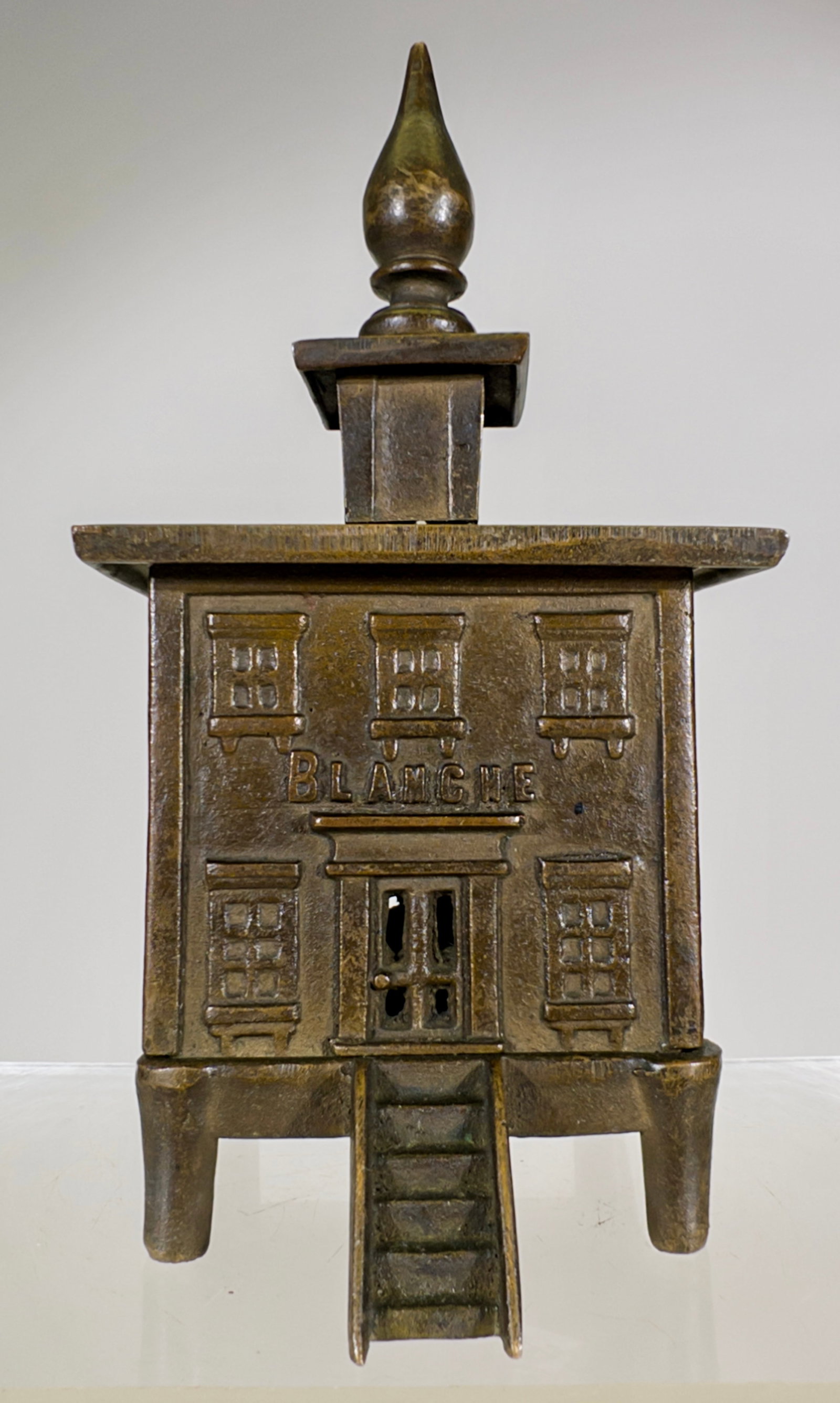 Blanche Cupola Type Bank with Steps and Pedestal Feet - Made of Brass: French 1910 - 8"T
